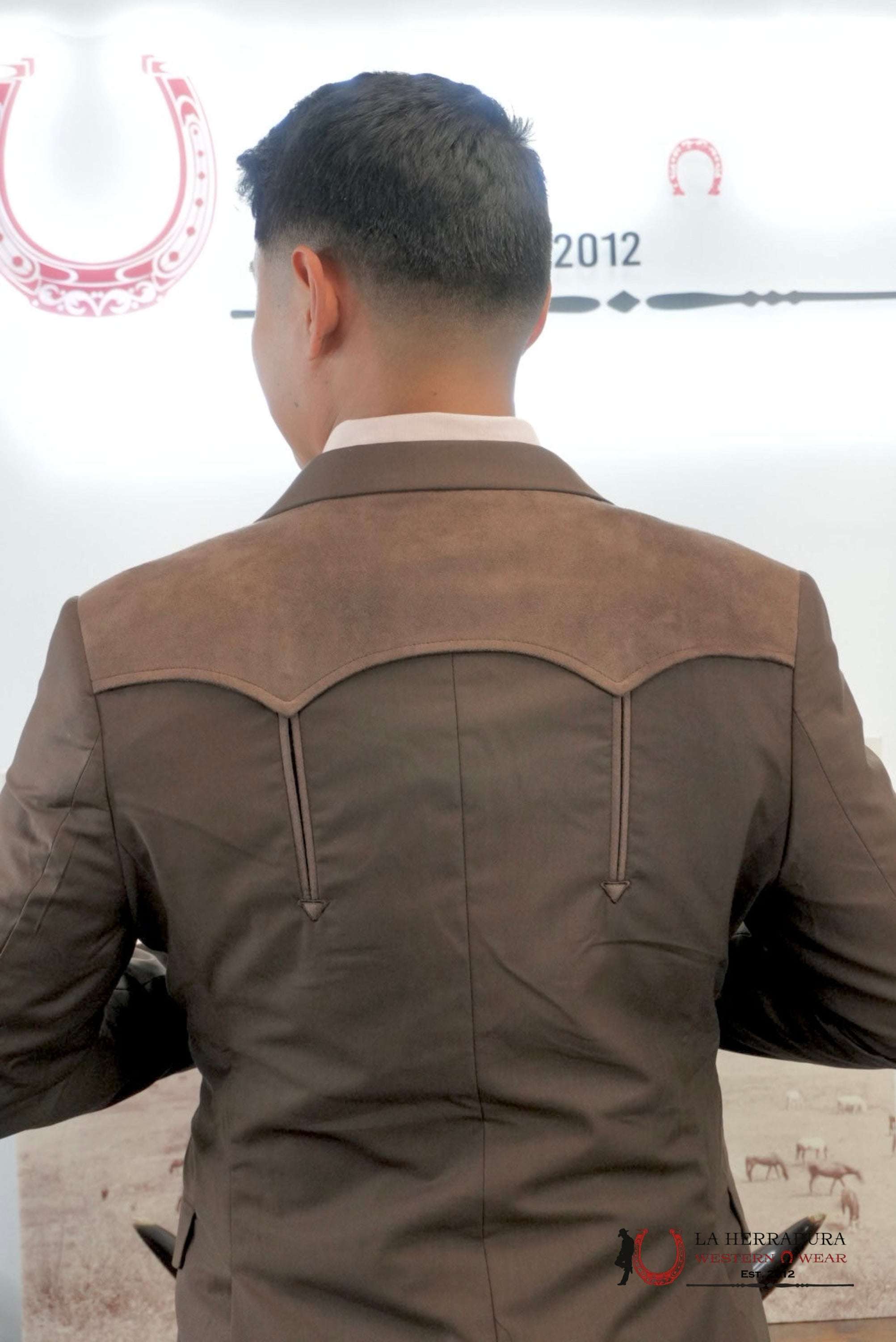 PLATINI GAMUZA DETAILS DARK BROWN BLAZER - WST9749 ROPA HOMBRES