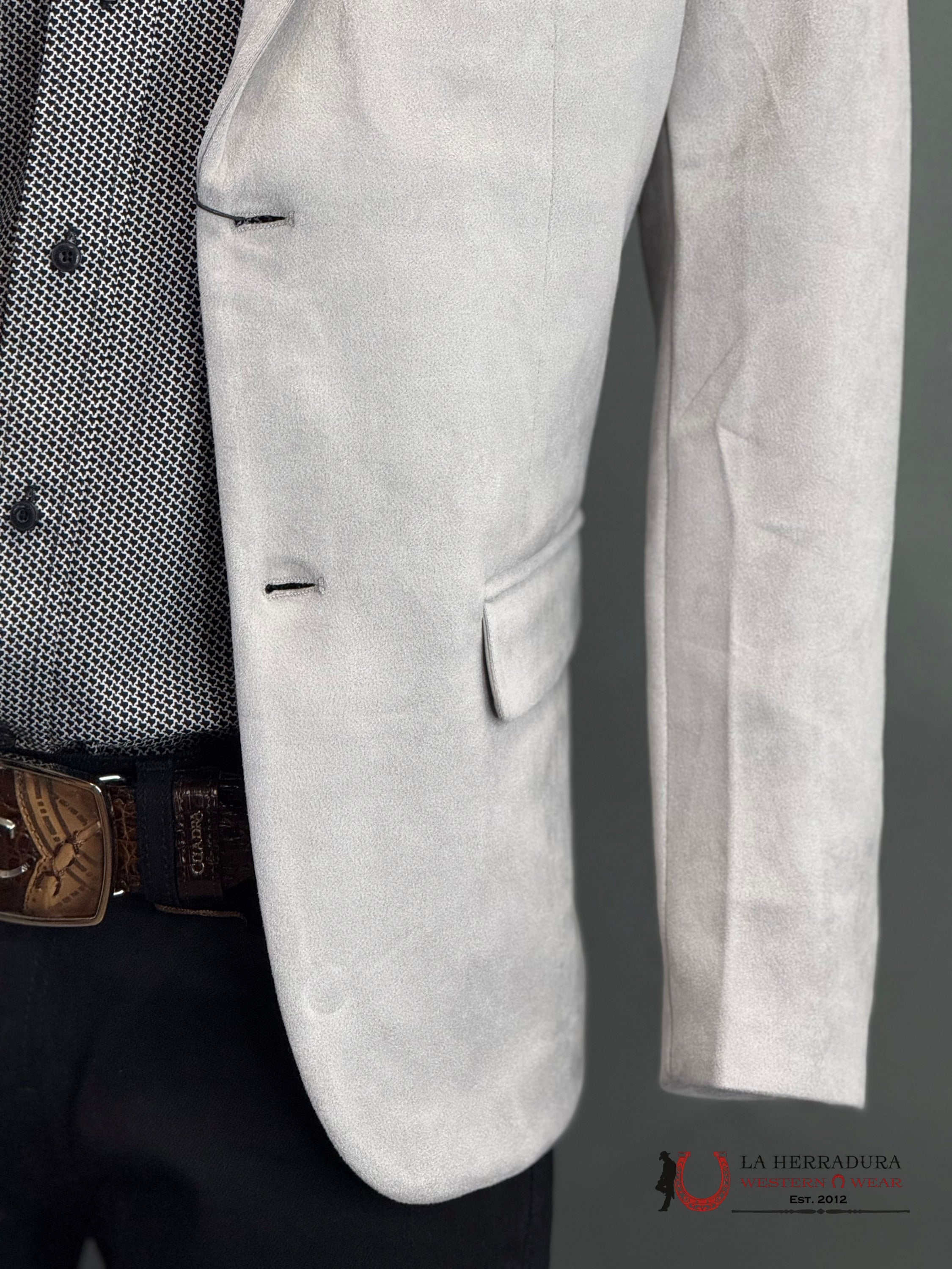 Platini Grey Gamuza Suede Blazer- Blz10537 Ropa Hombres