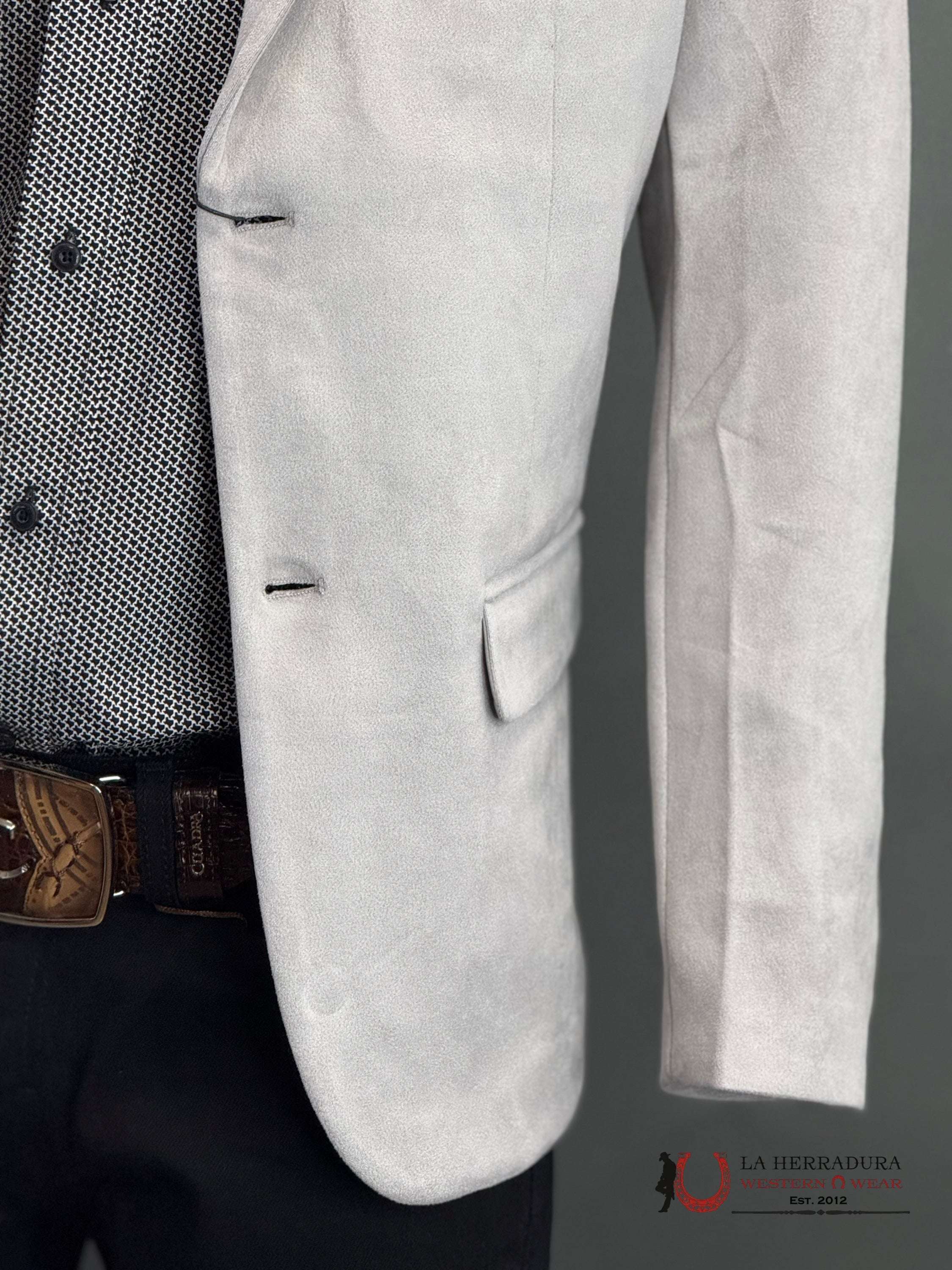 Platini Grey Gamuza Suede Blazer- Blz10537 Ropa Hombres