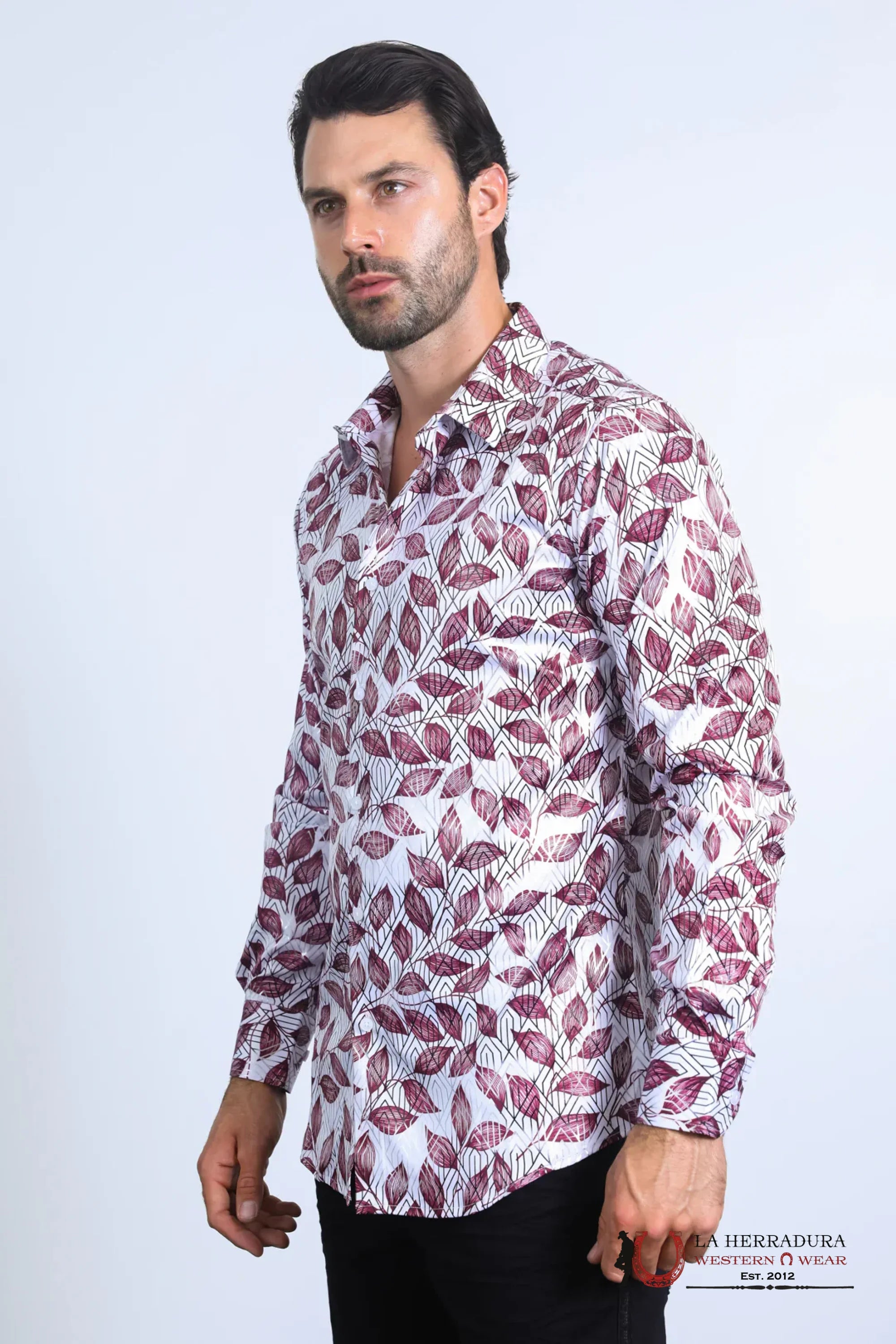 Platini Mens Long Sleeve Modern Fit Stretch Foil Fashion White Shirt - 10582 ROPA HOMBRES