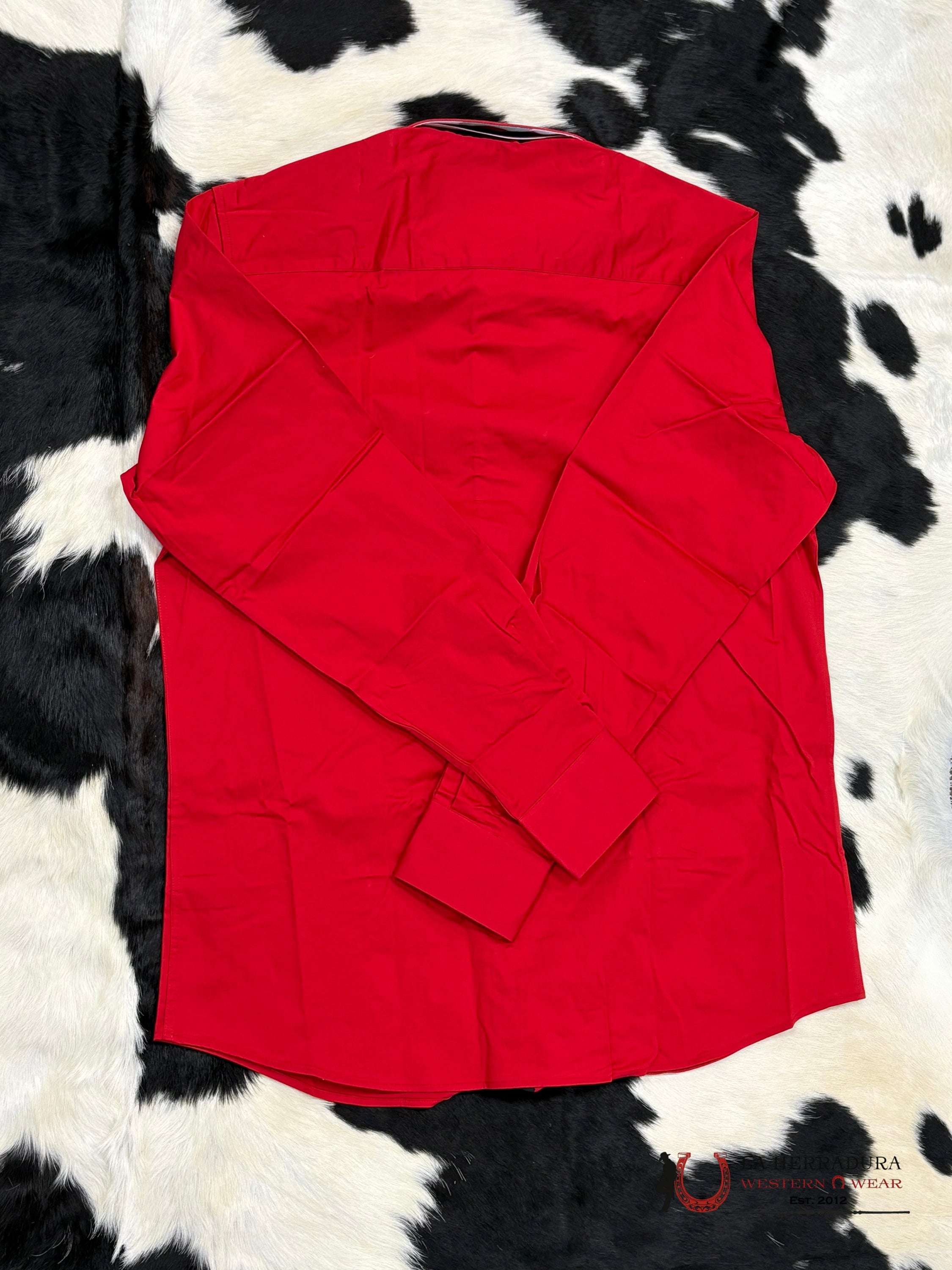 Platini Men’s Modern Fit Solid Red Dress Shirt - 0362 Ropa Hombres