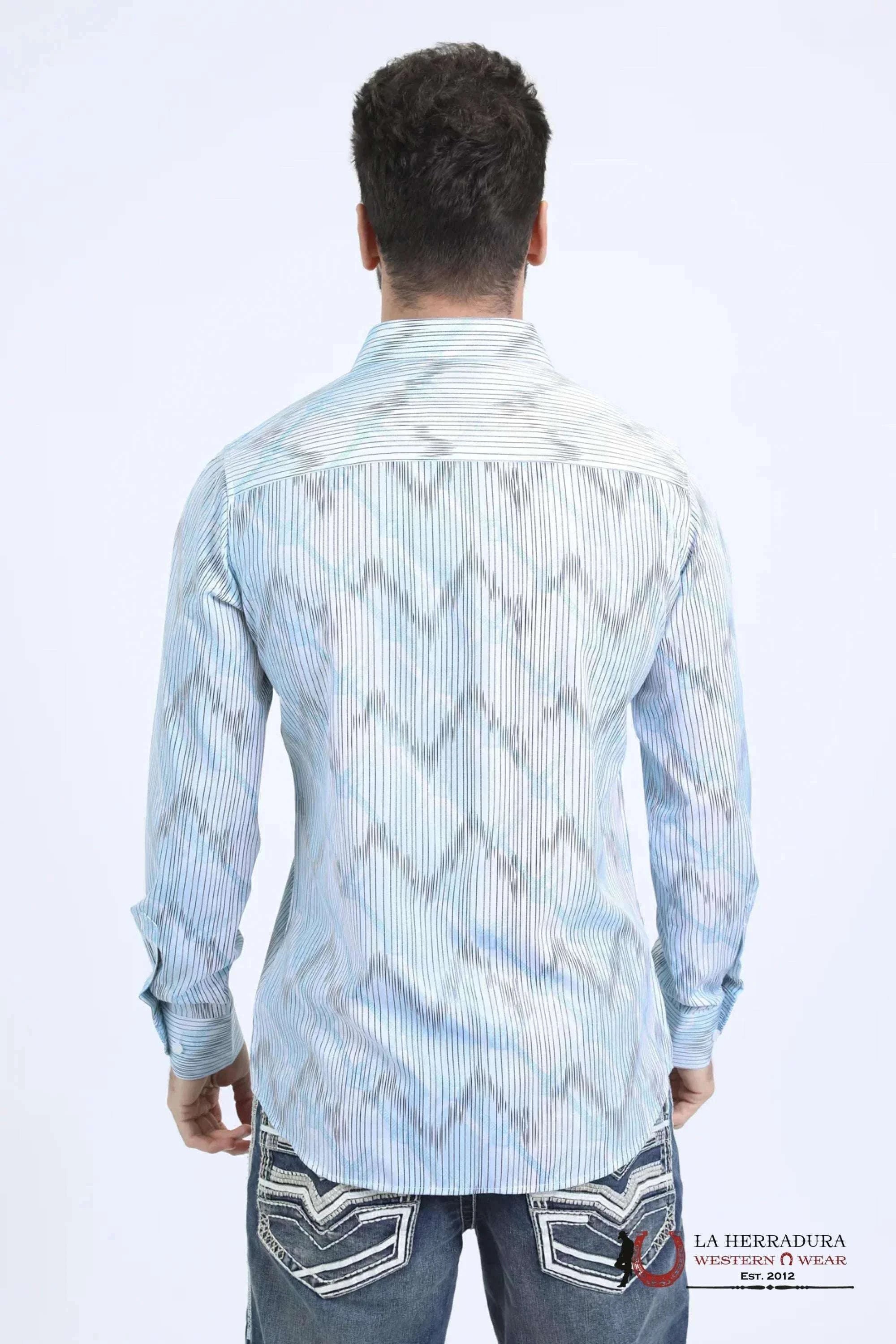 Platini Mens Modern Fit Stretch Foil Fashion White Shirt - 10736 ROPA HOMBRES