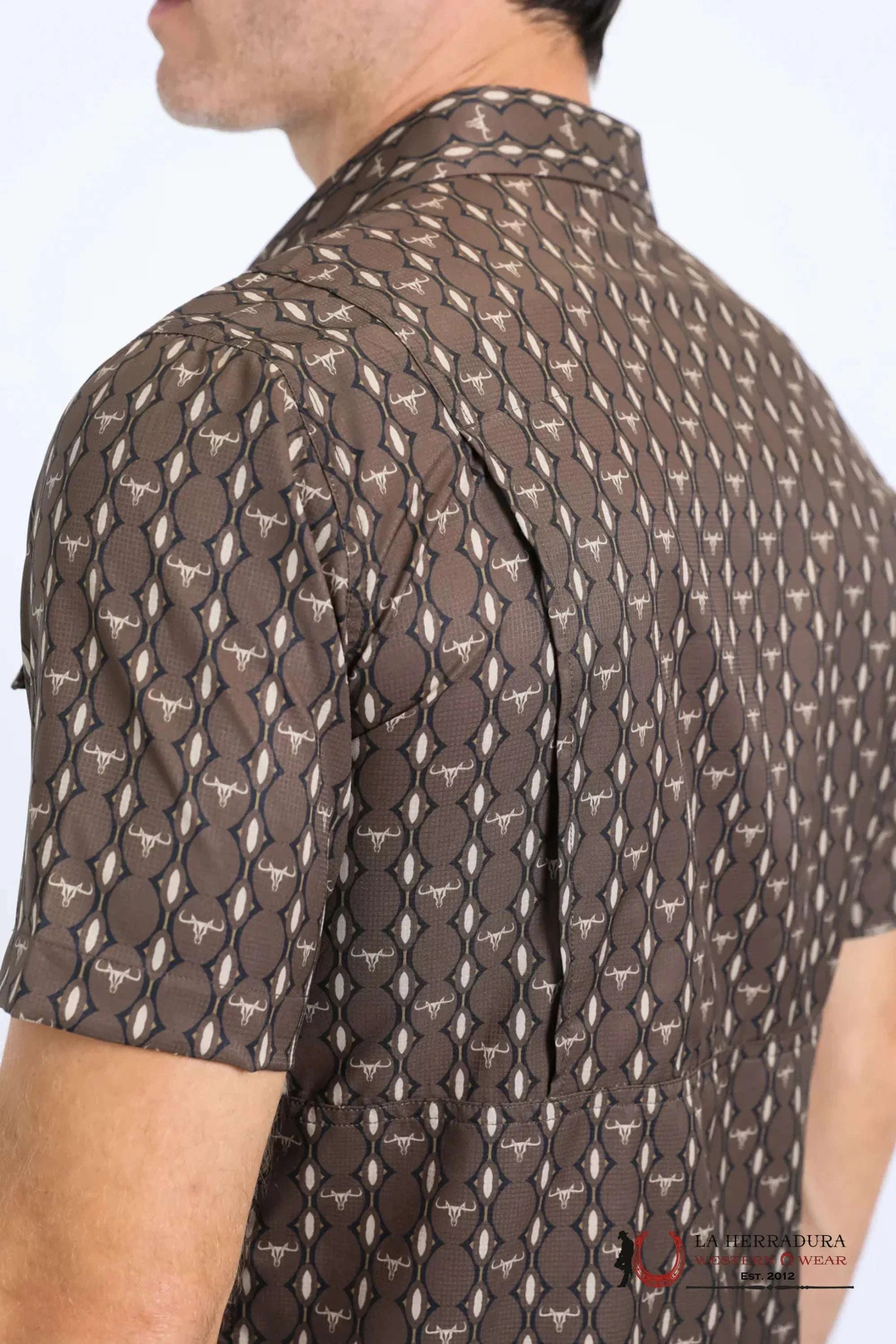 Platini Mens Performance Western Short Sleeve Aztec Print Black Shirt - 10643 ROPA HOMBRES