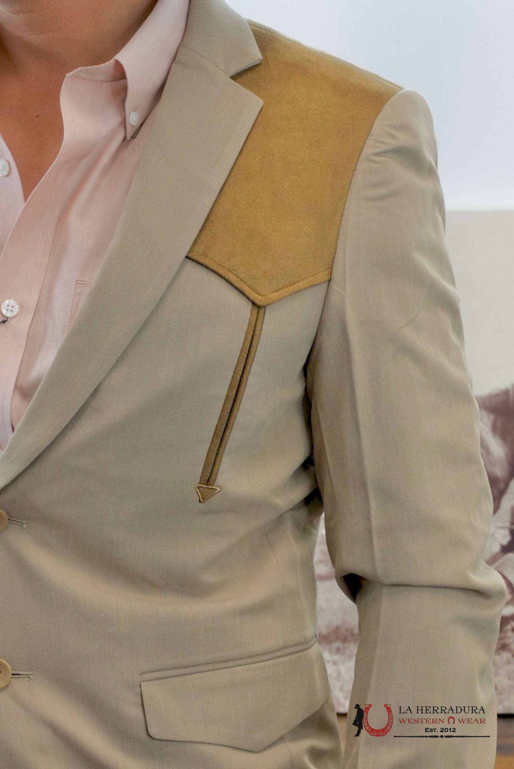PLATINI SAUDE DETAIL KHAKI BLAZER MENS - WST9746 ROPA HOMBRES