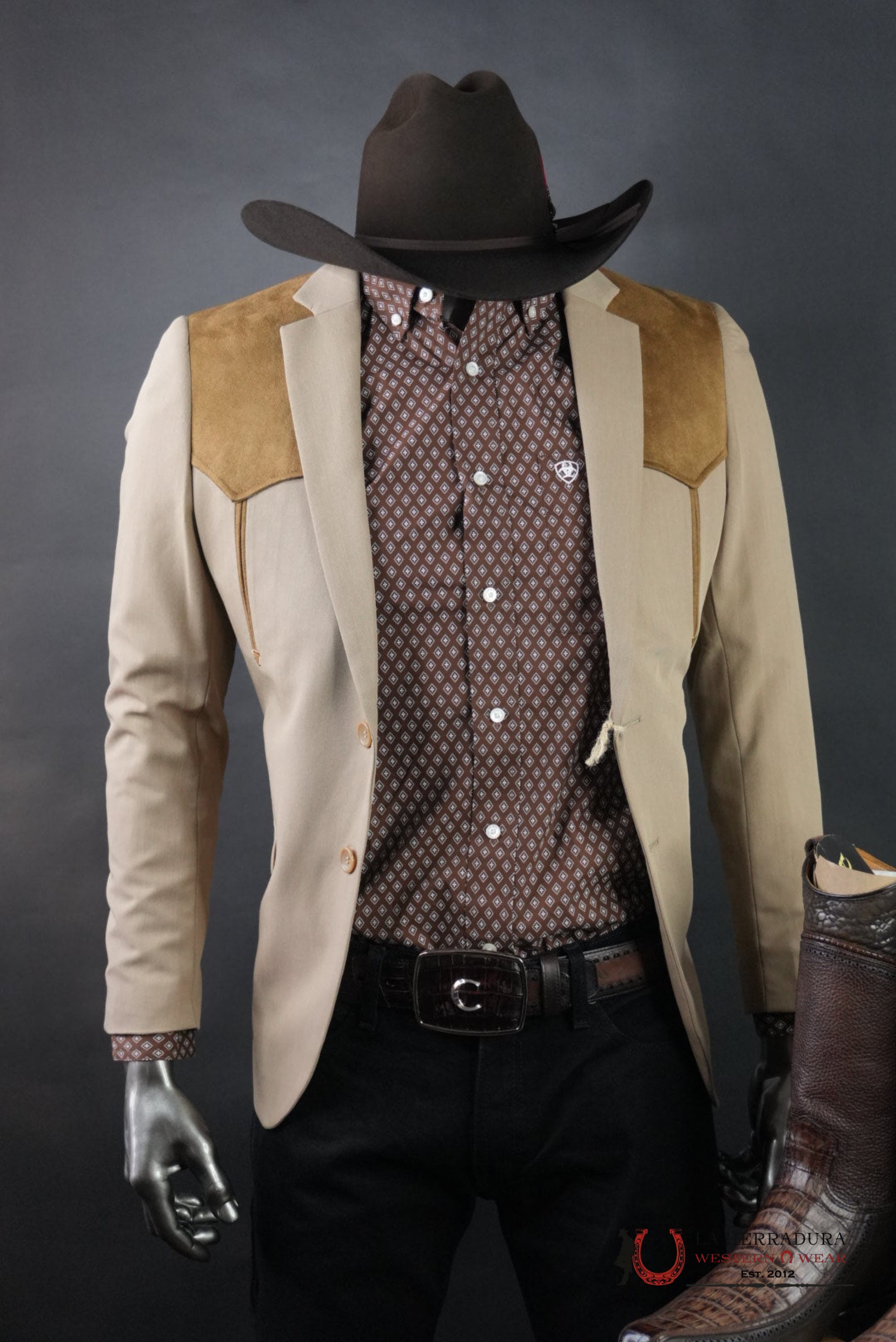 Mens SAUDE DETAIL KHAKI BLAZER MENS - WST9746 ROPA HOMBRES