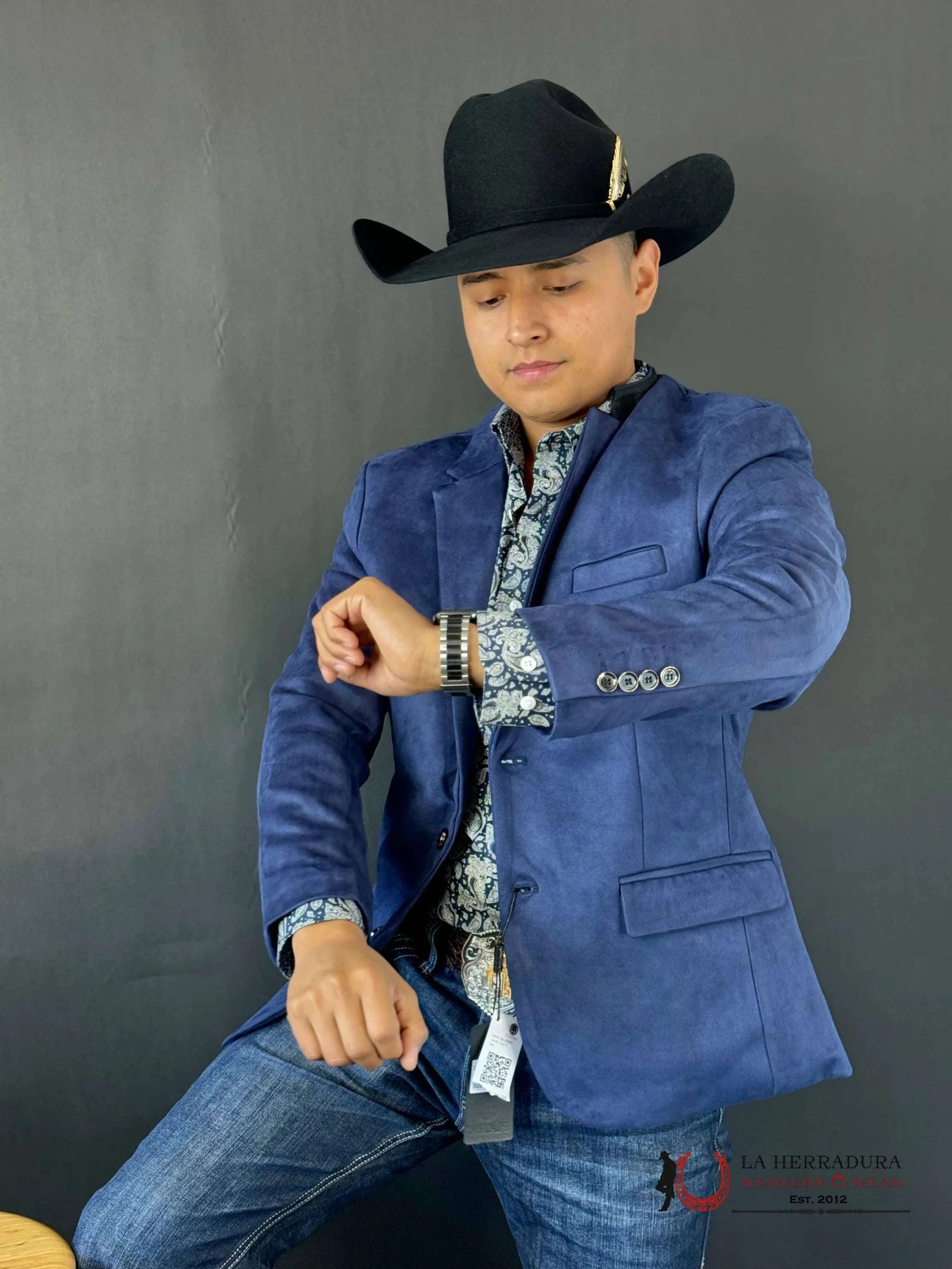 Platini Navy Gamuza Suede Blazer Blz8860 Ropa Hombres