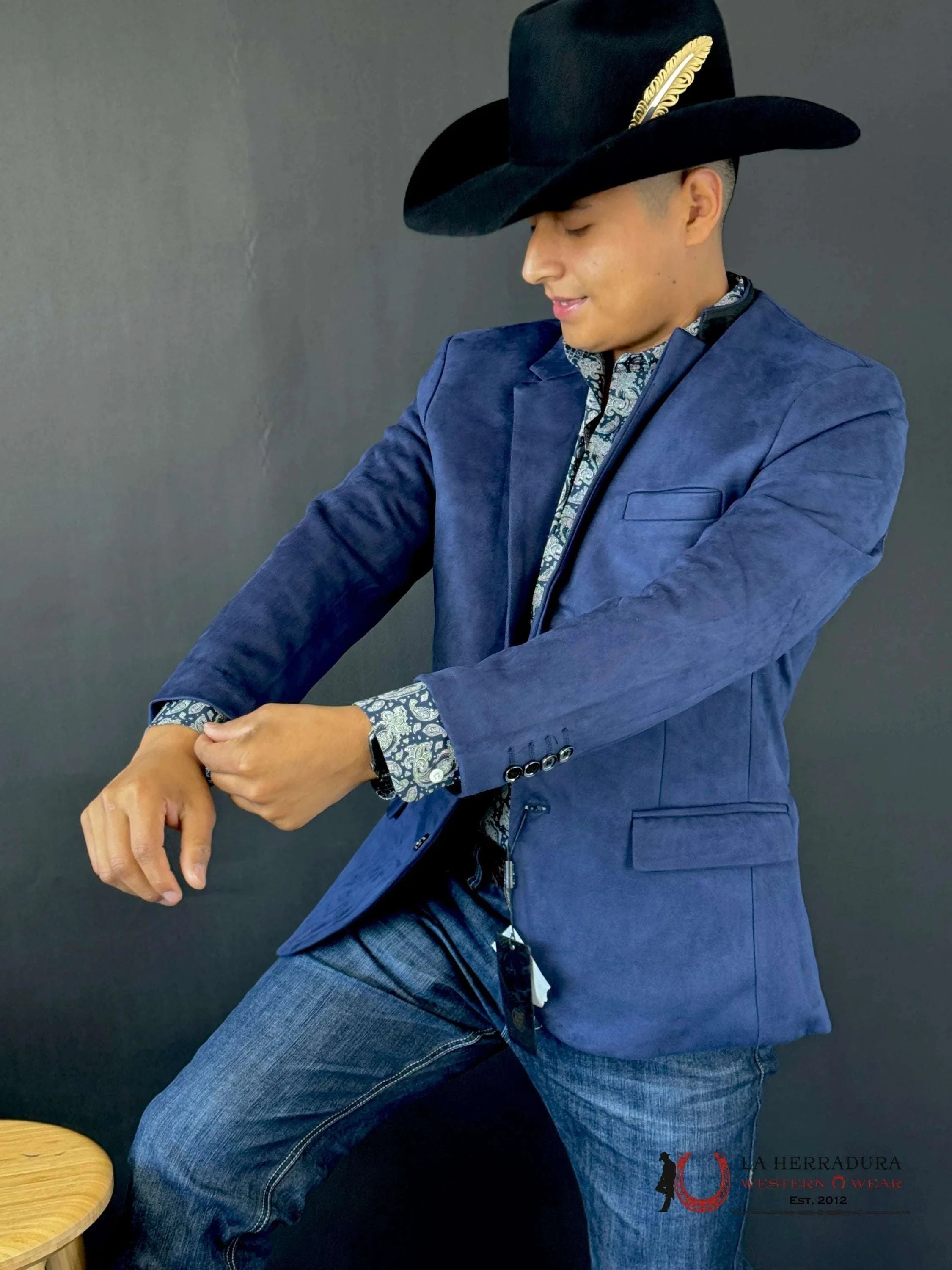 Platini Navy Gamuza Suede Blazer Blz8860 Ropa Hombres