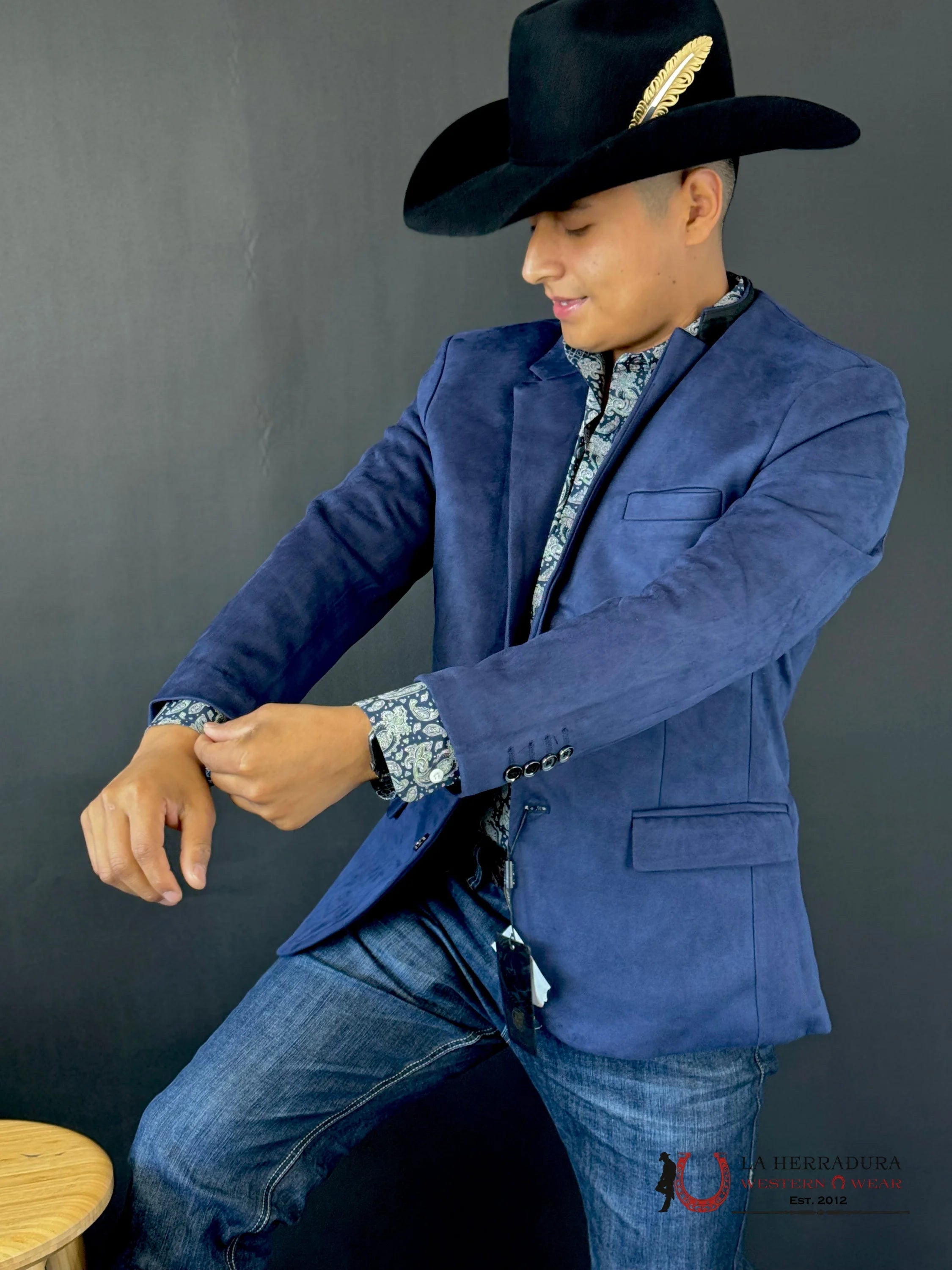 Platini Navy Gamuza Suede Blazer Blz8860 Ropa Hombres