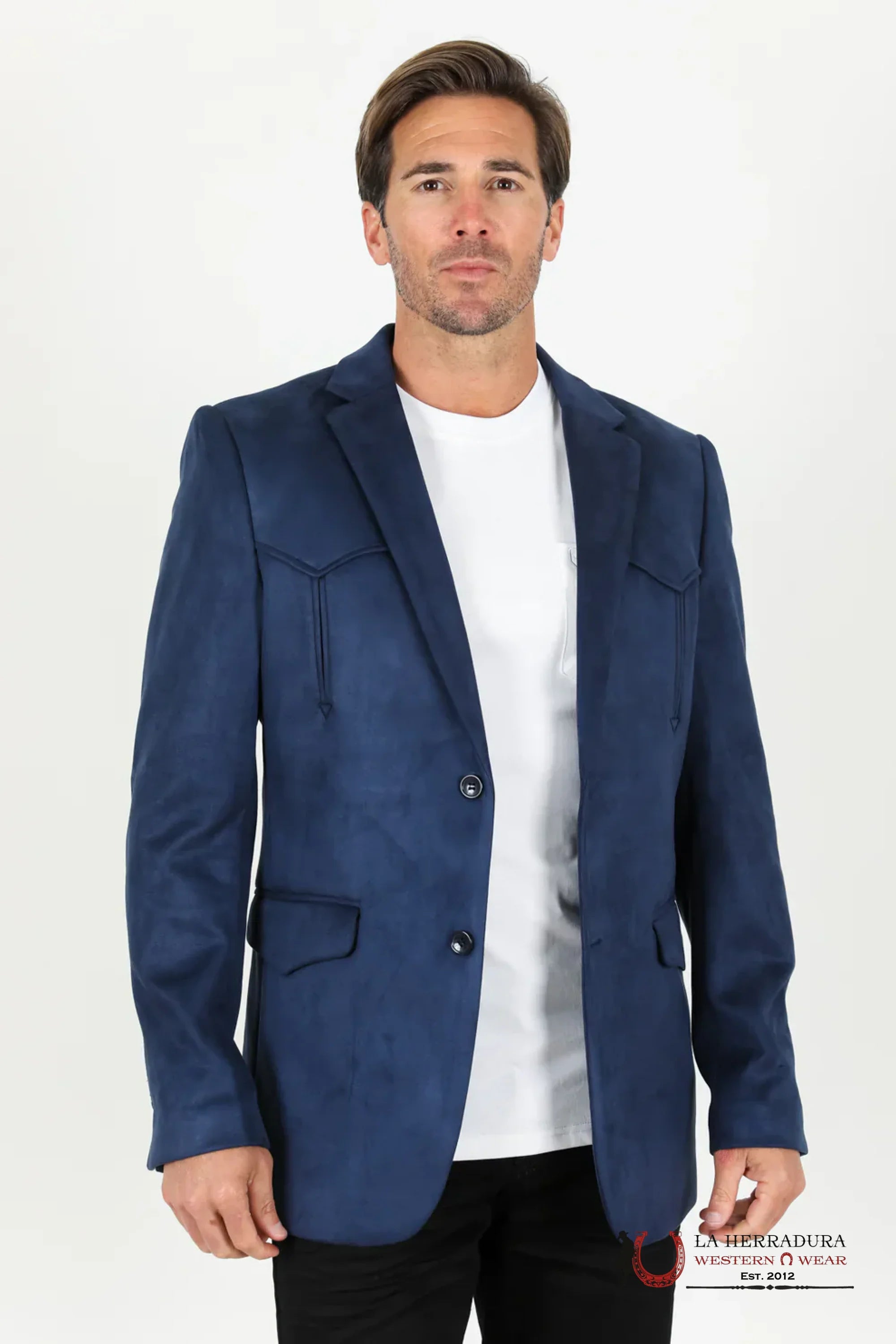Navy Rancher Suede Blazer Ropa Hombres