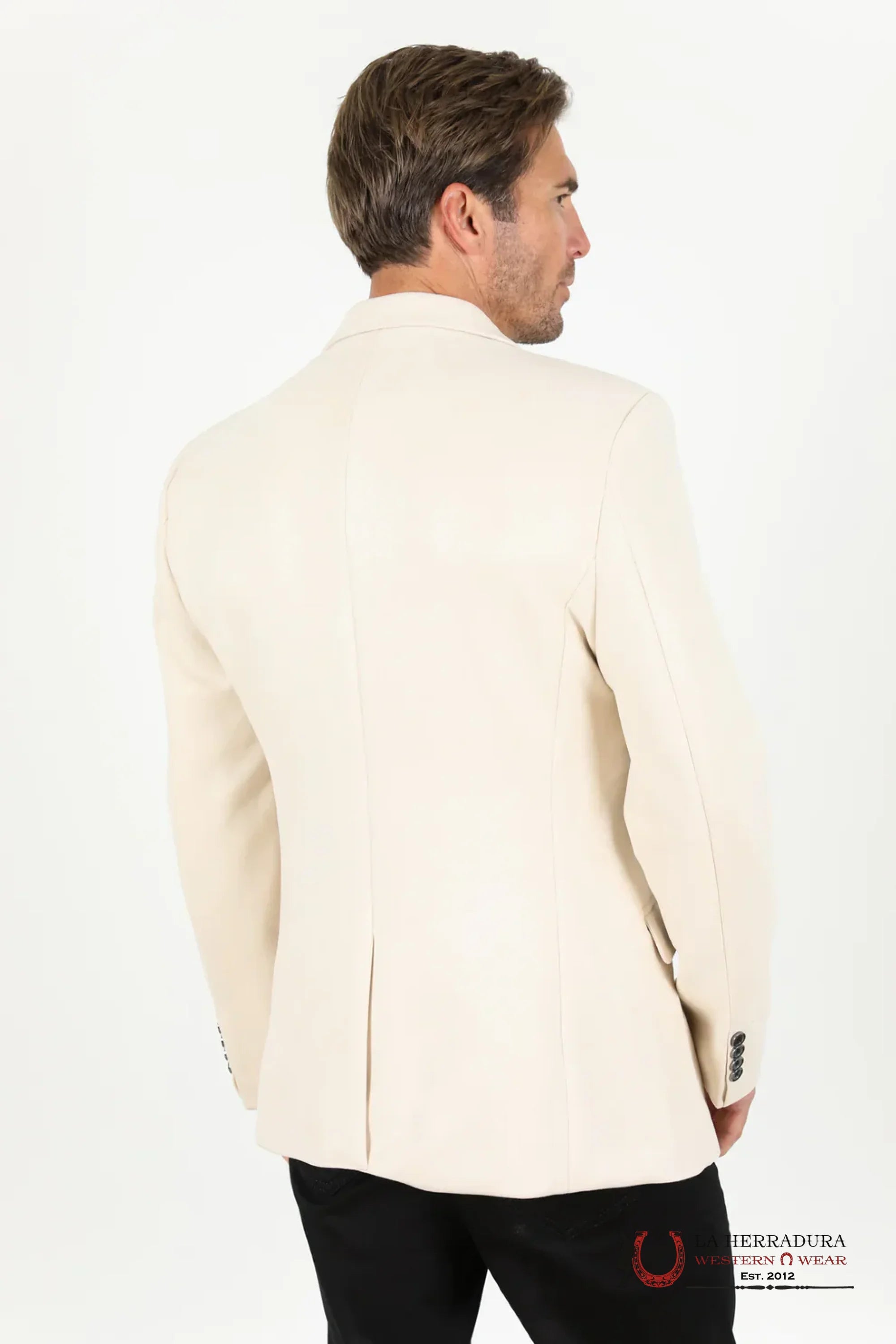 Platini White Beige Gamuza Suede Blazer- Blz9590 Ropa Hombres