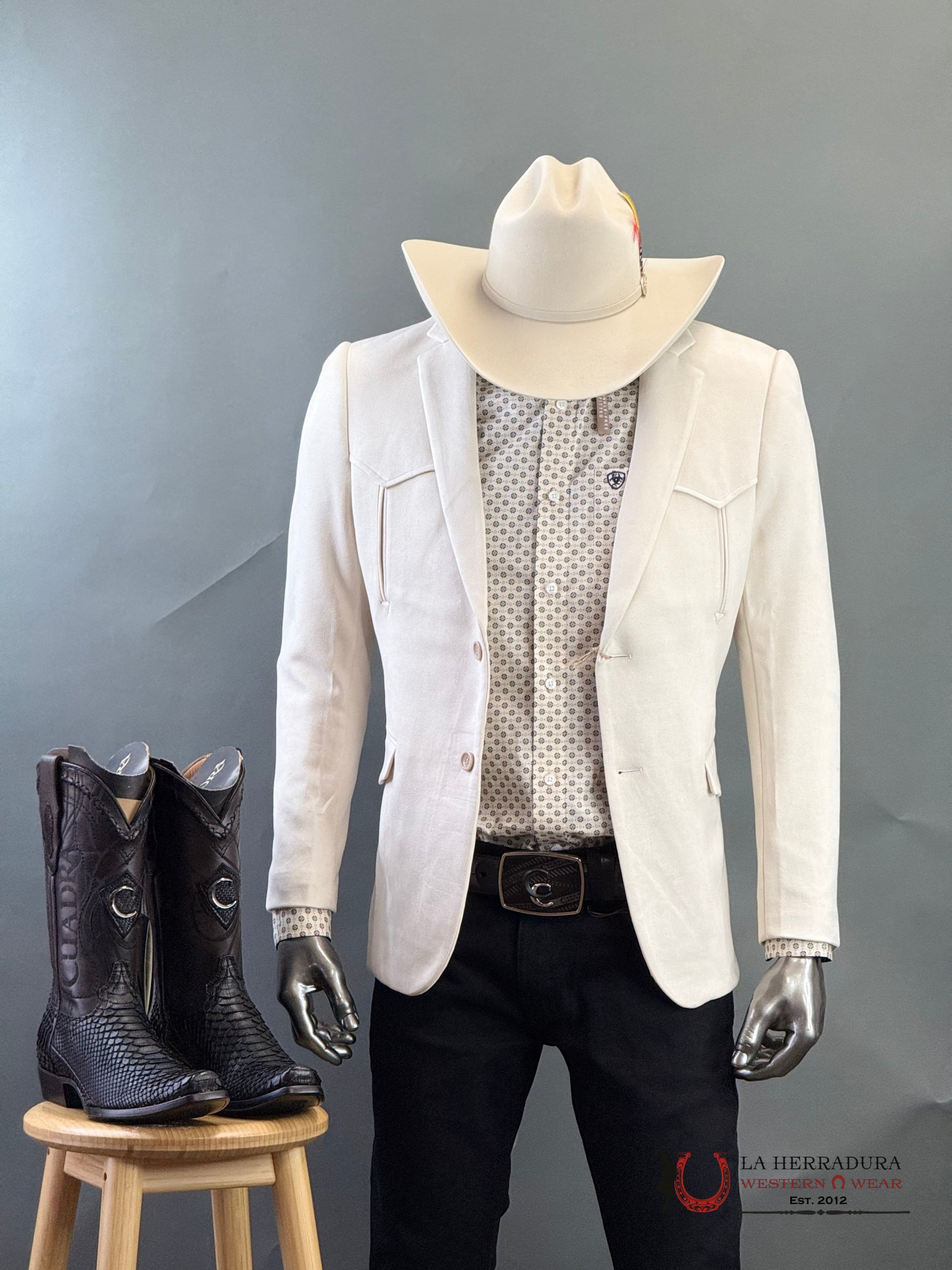 White/Blanco Rancher Suede Blazer Ropa Hombres