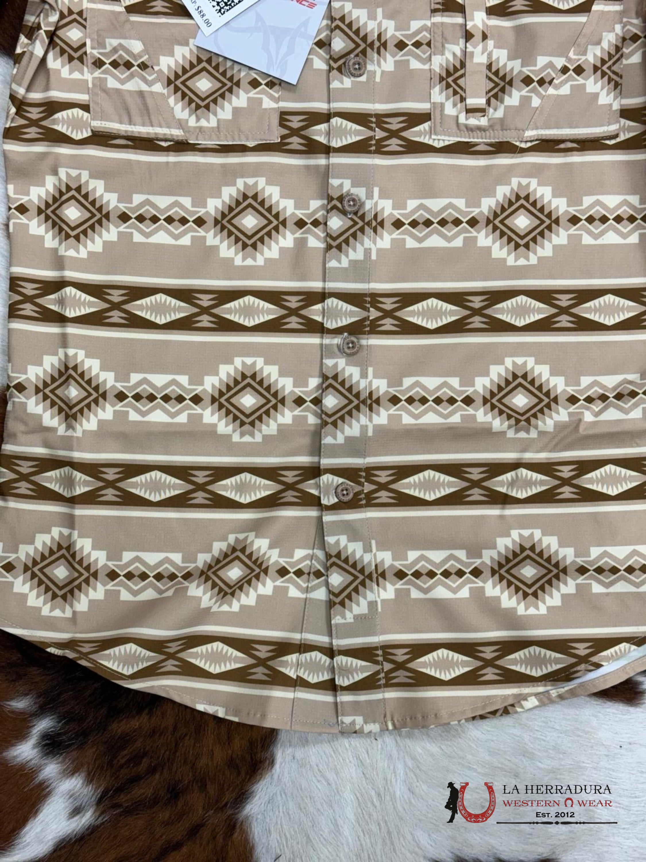 Platini Performance Beige Aztec Short Sleeve Ropa Hombres