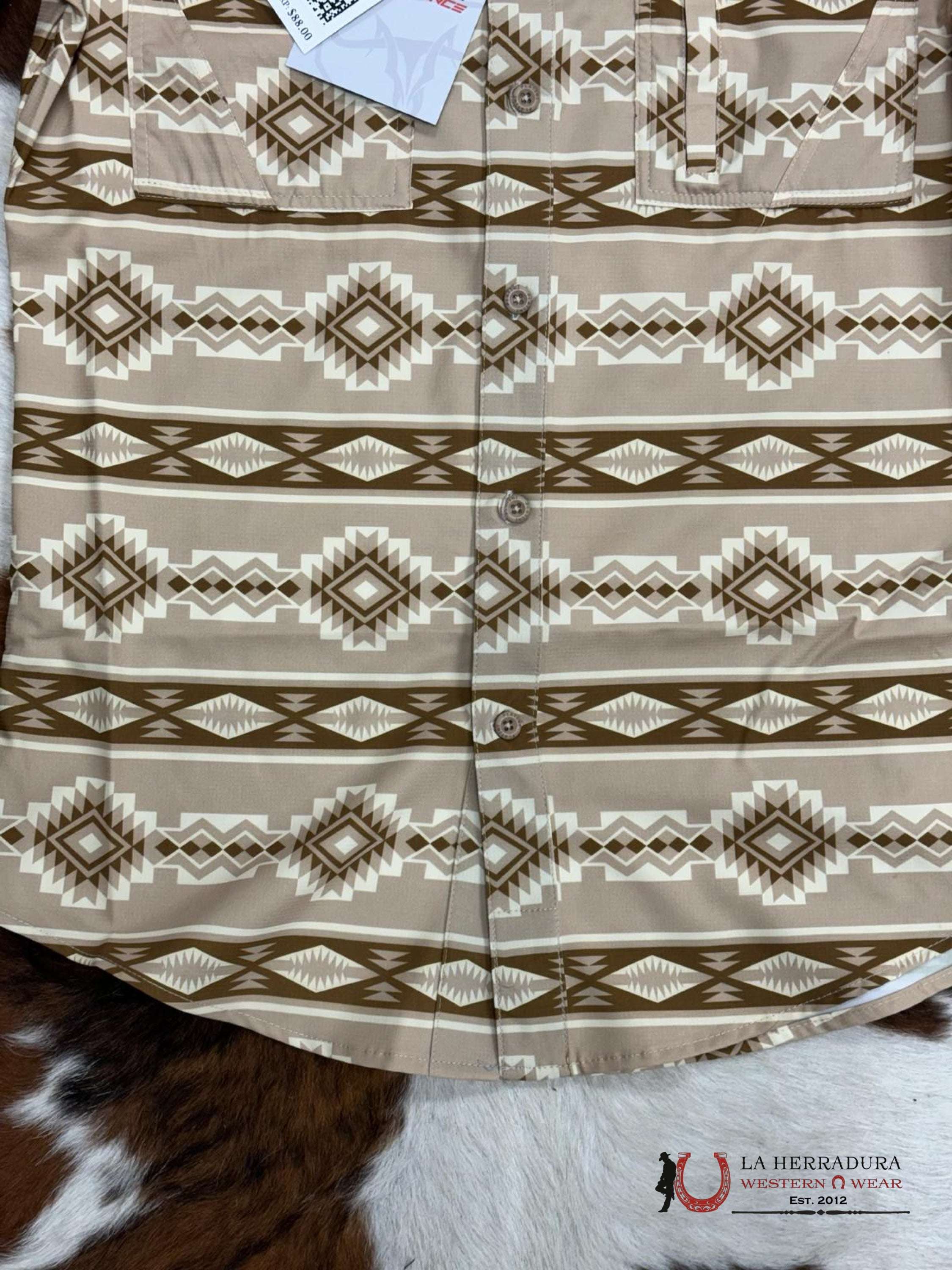 Platini Performance Beige Aztec Short Sleeve Ropa Hombres