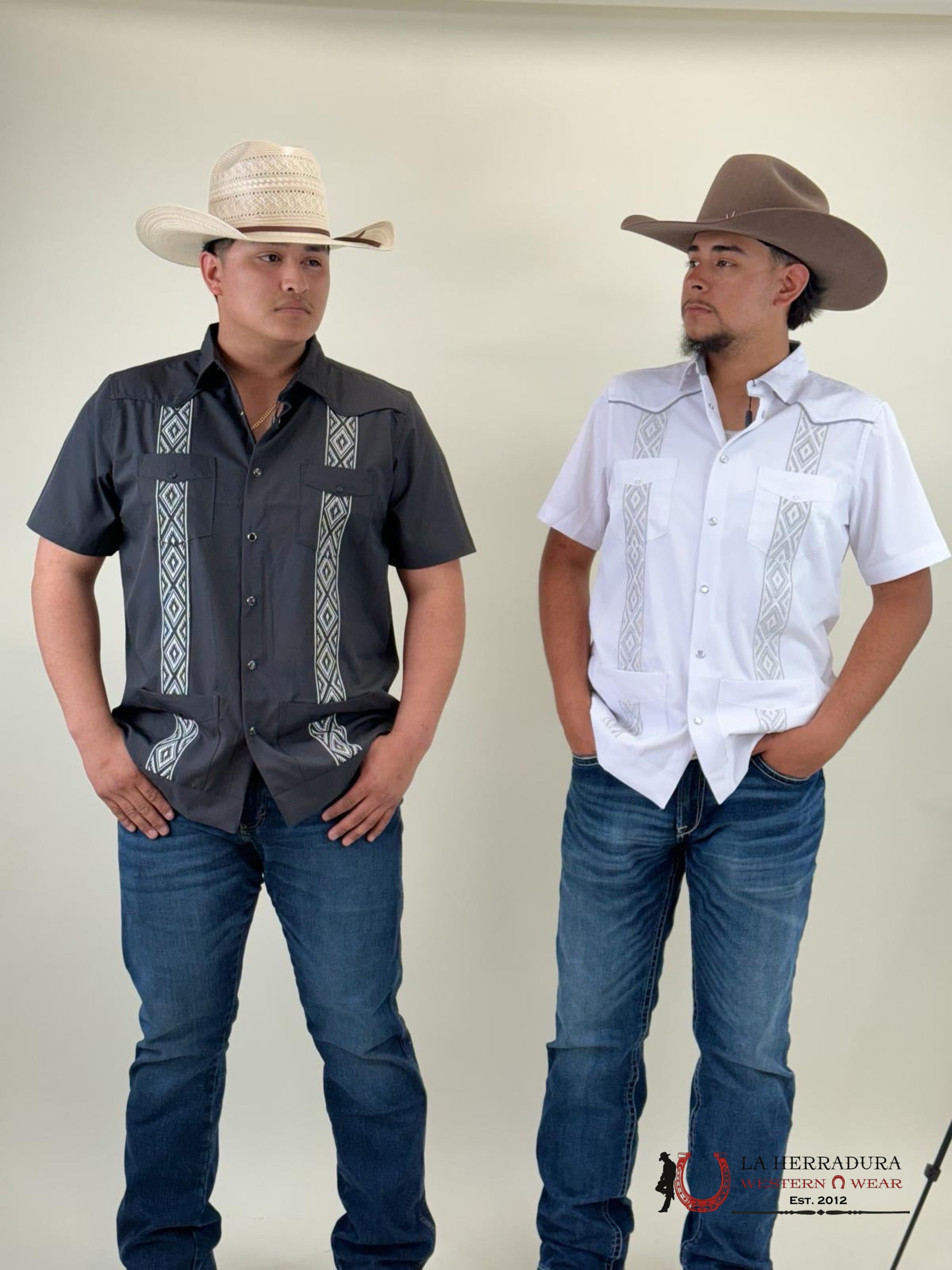 Platini White Guayabera Snap Short Sleeve Ropa Hombres