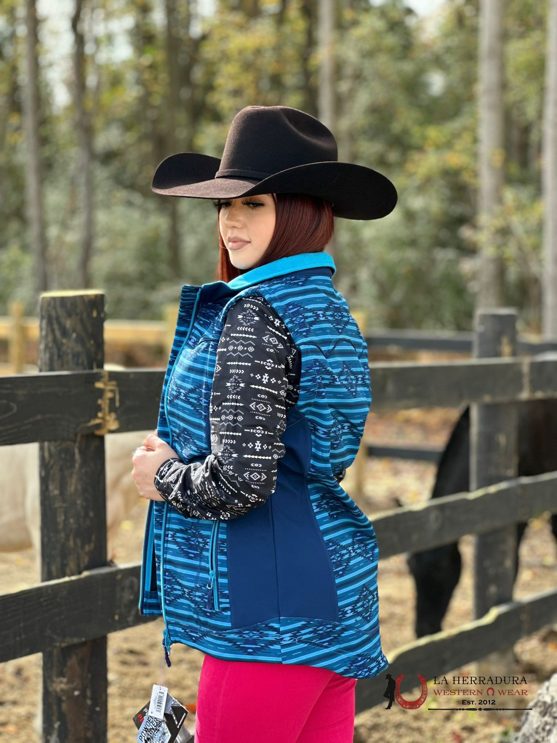 Rock&Roll Womens Panhandle Blue Aztec Pattern Vest Ropa Mujeres