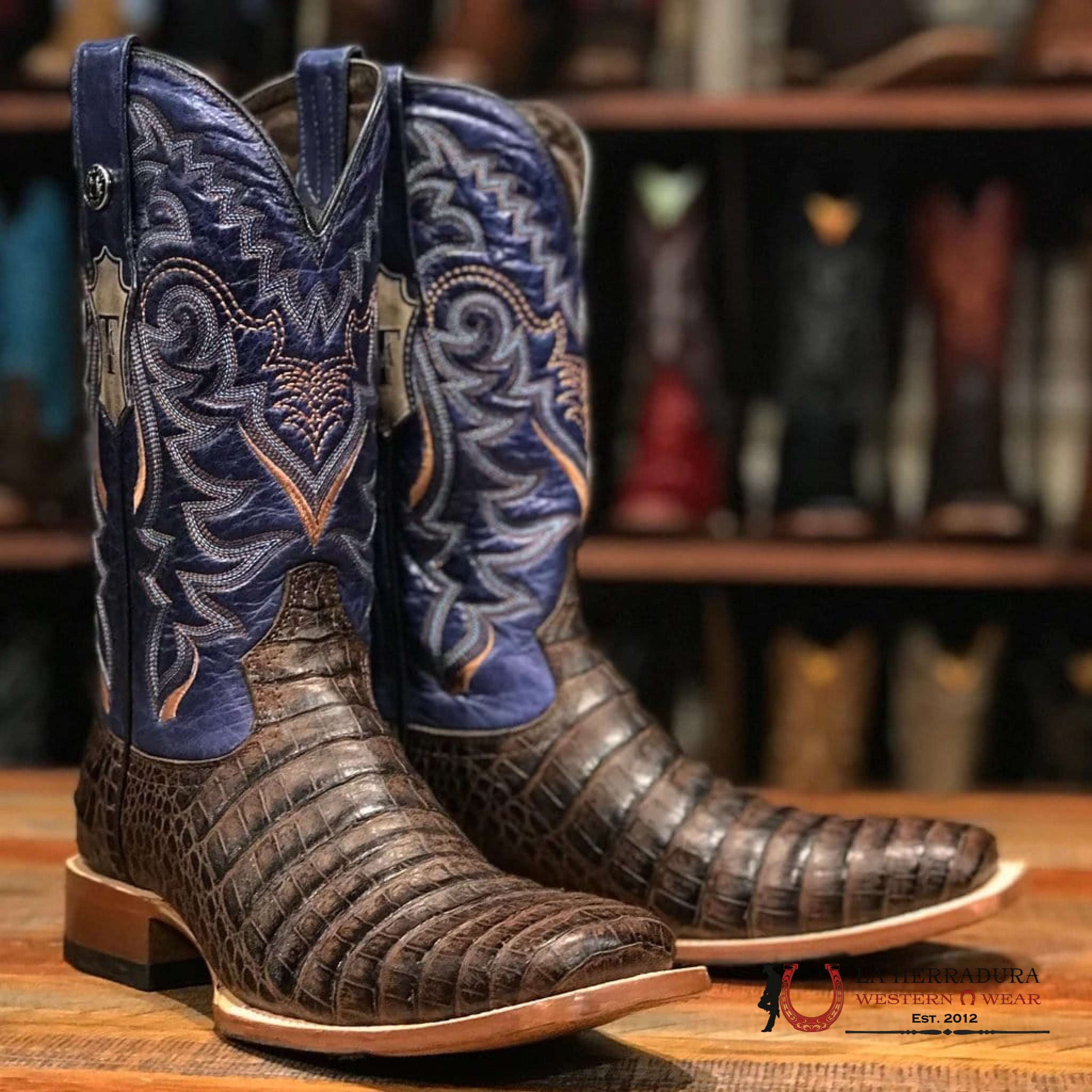 PRINT CAIMAN BELLY BROWN BLUE VOLCANO TOP- TM207029 BOTAS HOMBRES