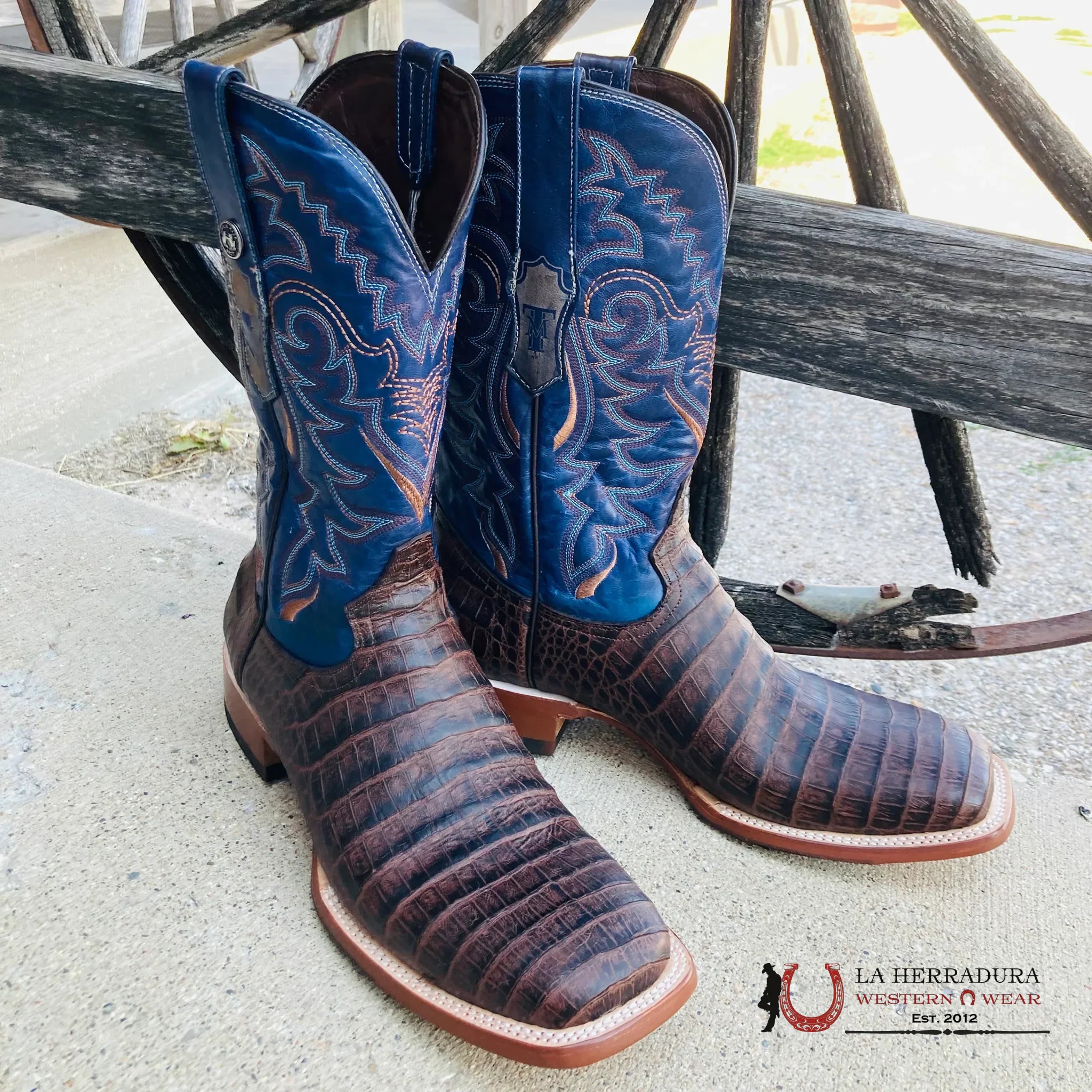 PRINT CAIMAN BELLY BROWN BLUE VOLCANO TOP- TM207029 BOTAS HOMBRES