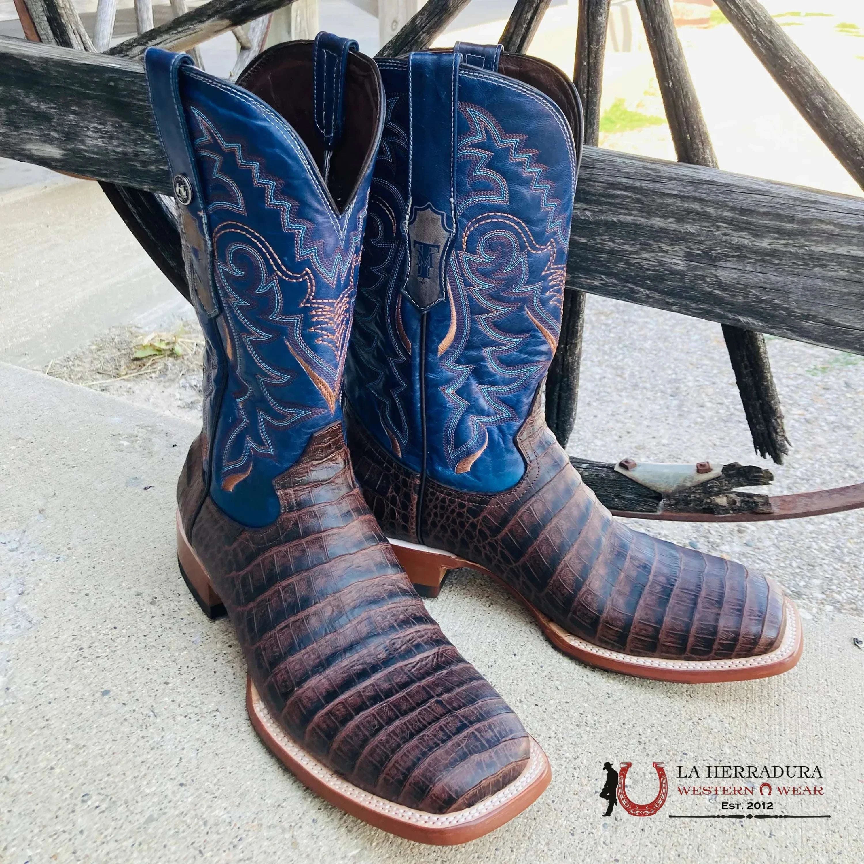 PRINT CAIMAN BELLY BROWN BLUE VOLCANO TOP- TM207029 BOTAS HOMBRES