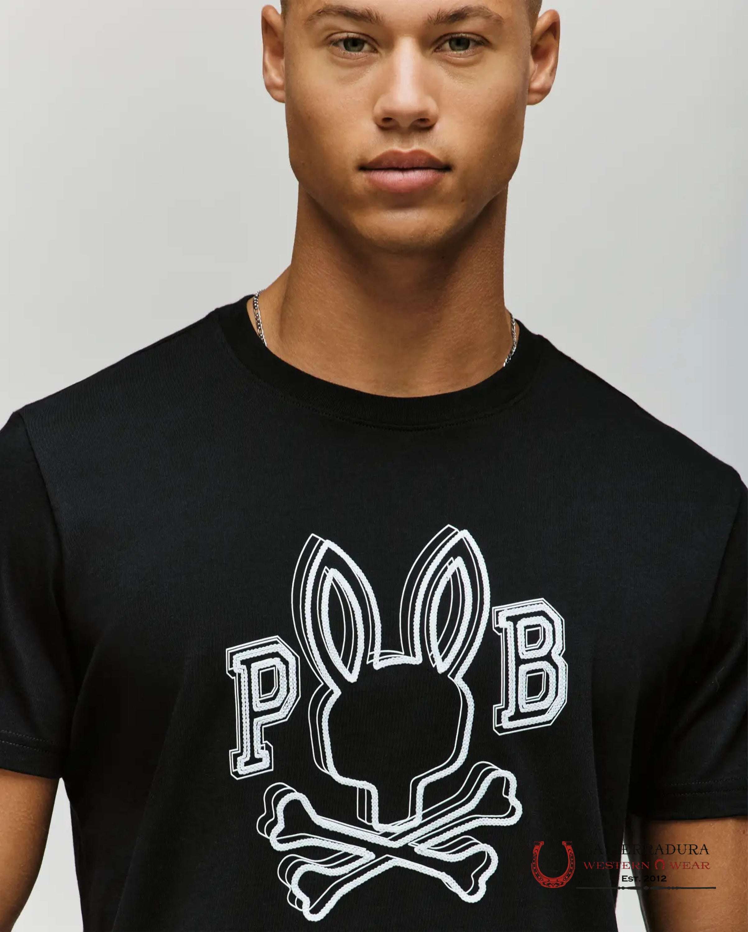 PSYCHO BUNNY BALES GRAPHIC TEE BLACK SHIRT ROPA HOMBRES