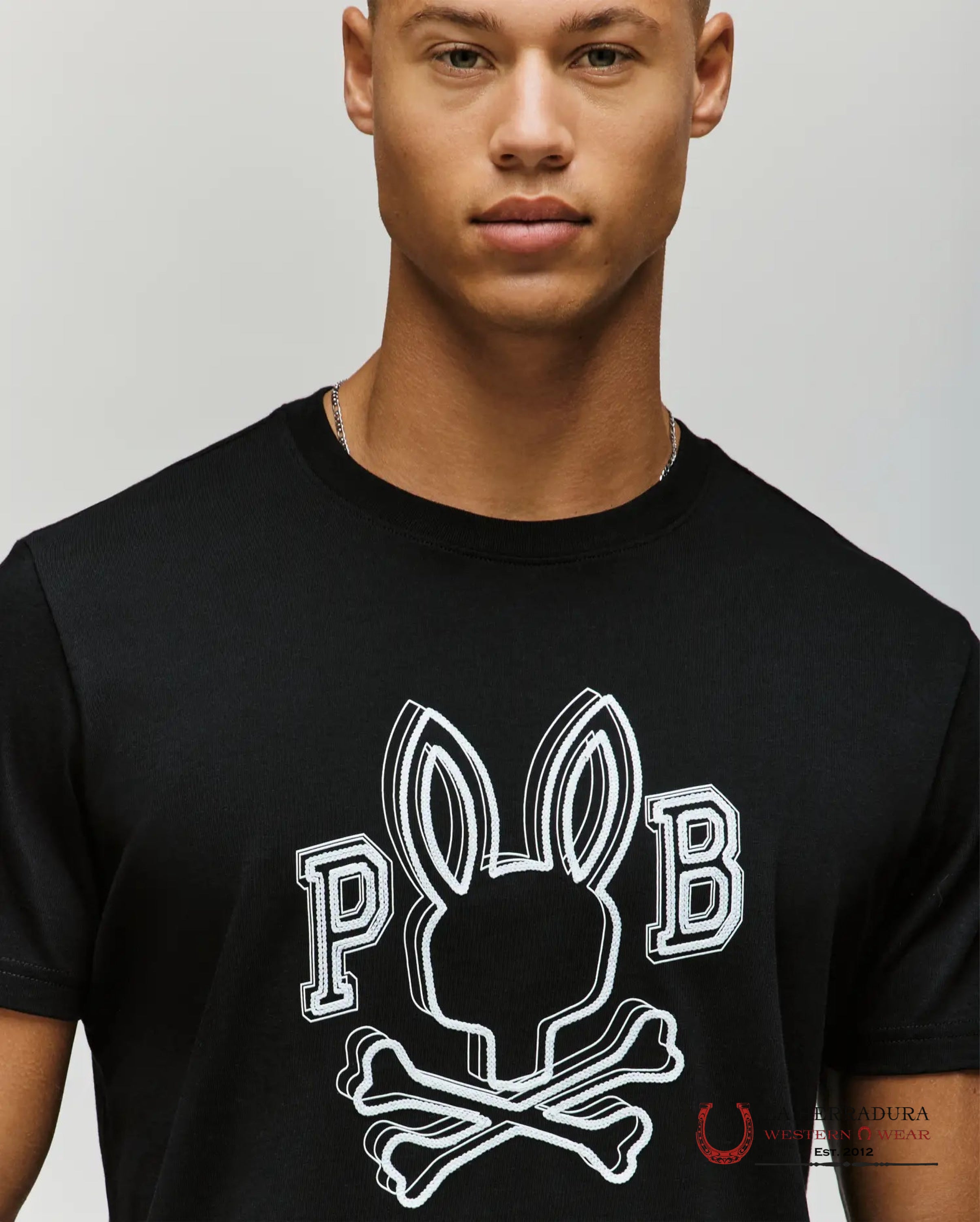 PSYCHO BUNNY BALES GRAPHIC TEE BLACK SHIRT ROPA HOMBRES