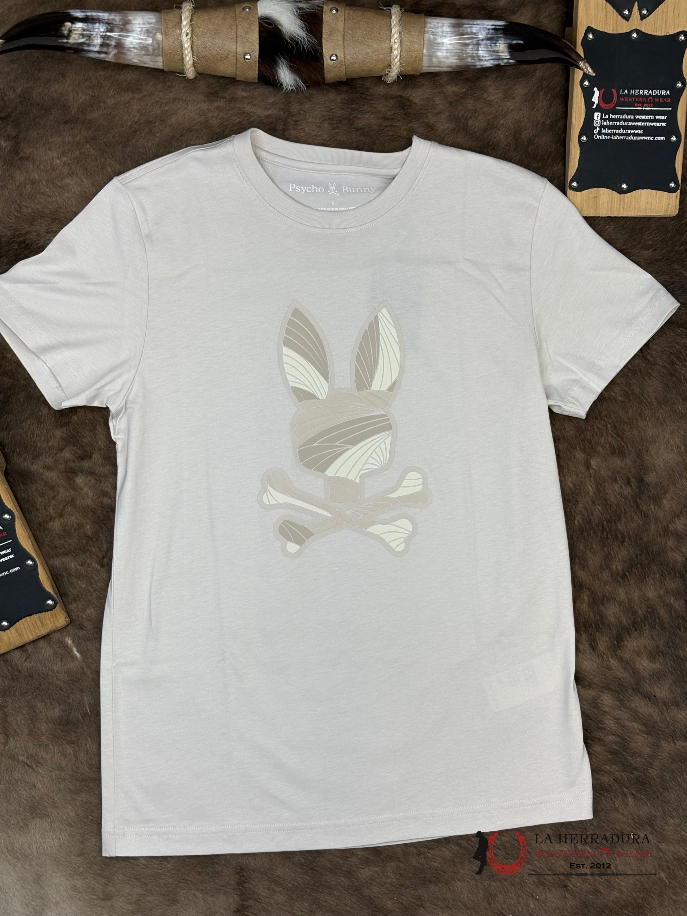 PSYCHO BUNNY Baxter Graphic Tee Natural Linen Short Sleeve ROPA HOMBRES