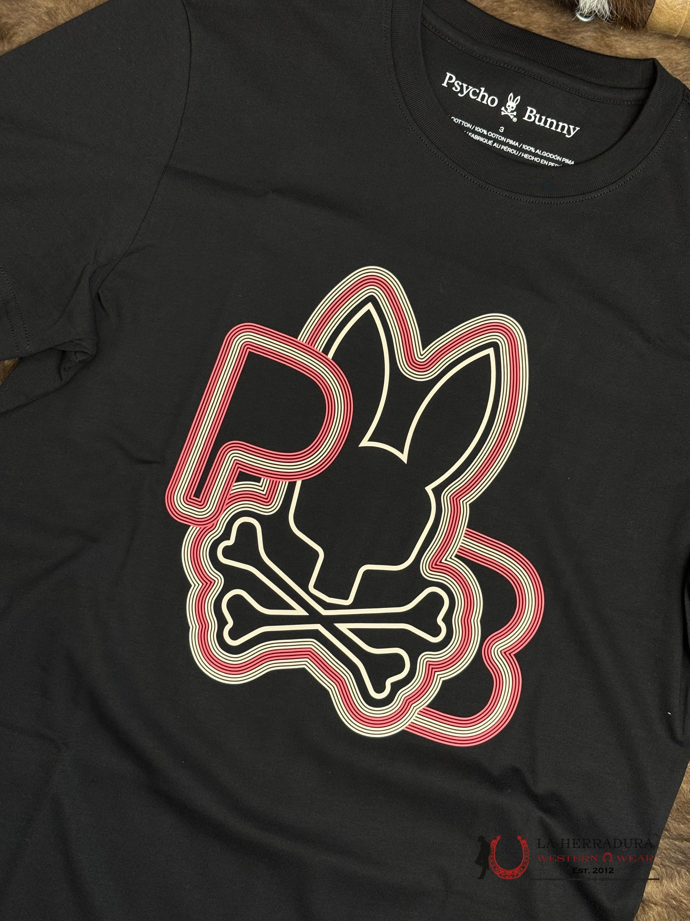 PSYCHO BUNNY CARLO GRAPHIC TEE BLACK SHIRT ROPA HOMBRES