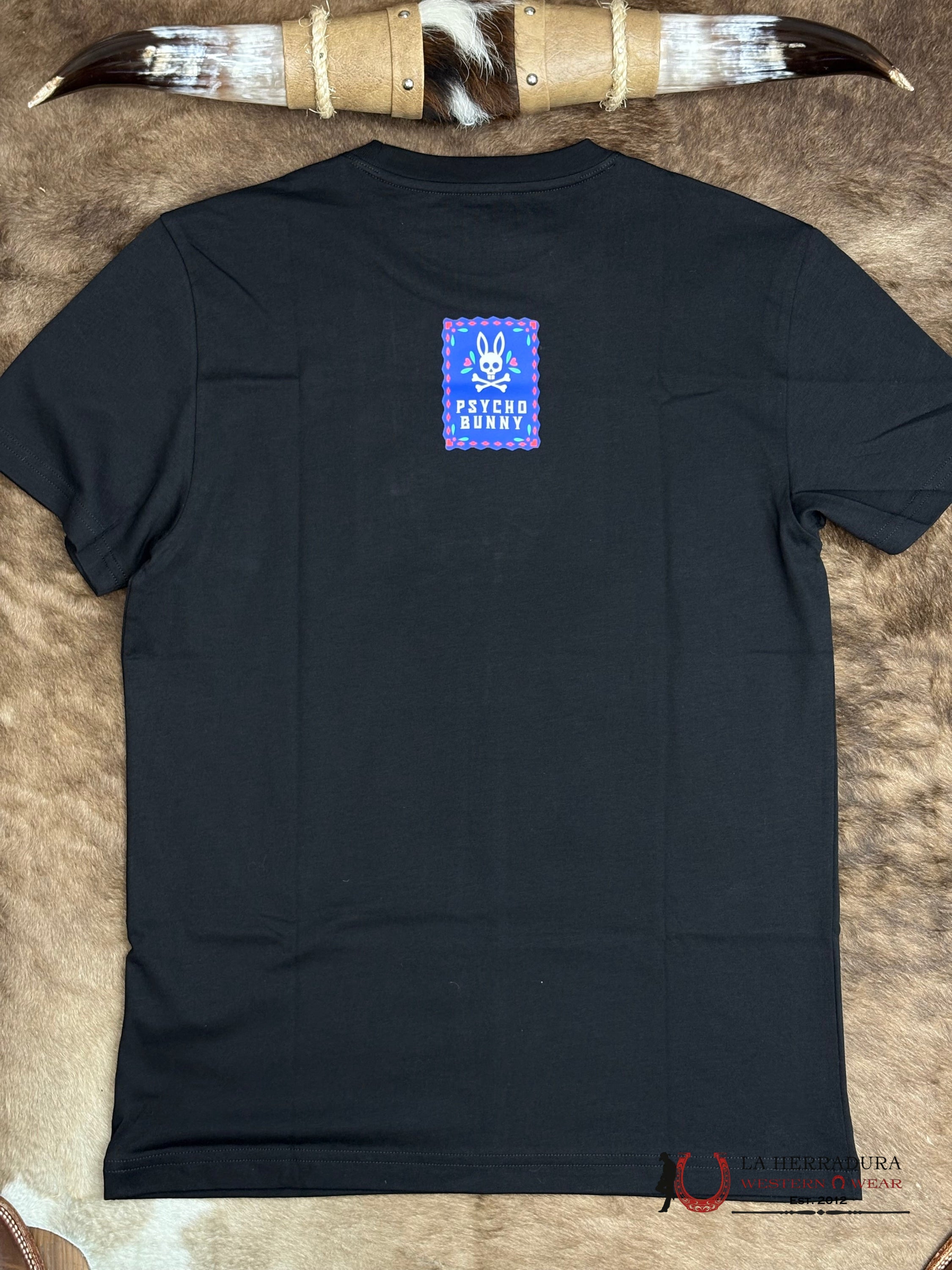 PSYCHO BUNNY DAY OF DEAD GRAPHIC TEE BLACK SHIRT ROPA HOMBRES