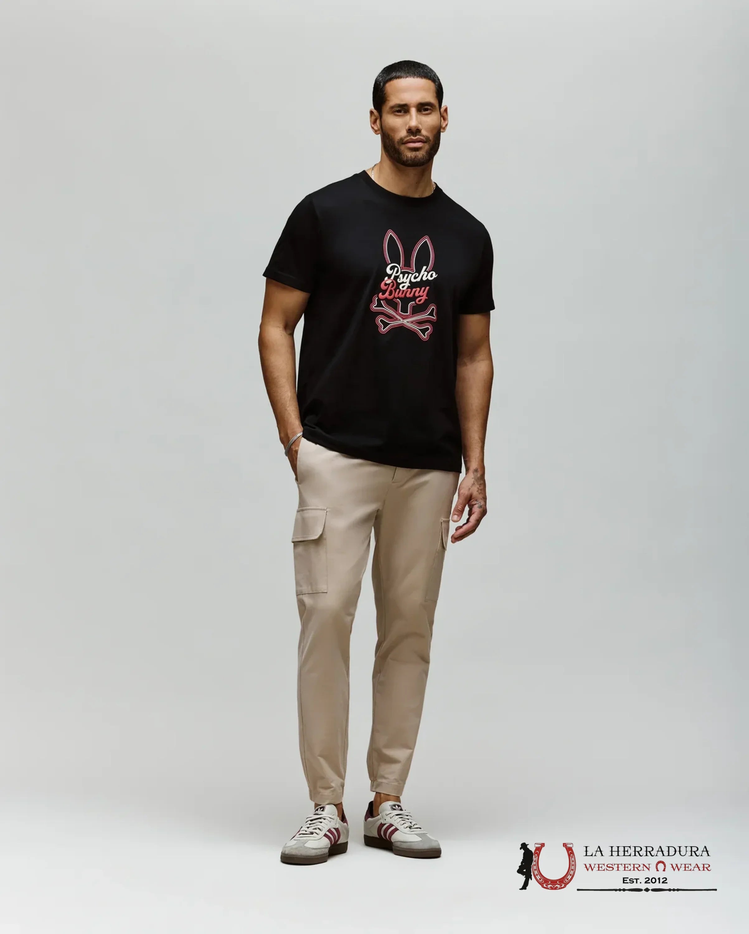 PSYCHO BUNNY GARRET GRAPHIC TEE BLACK SHIRT ROPA HOMBRES