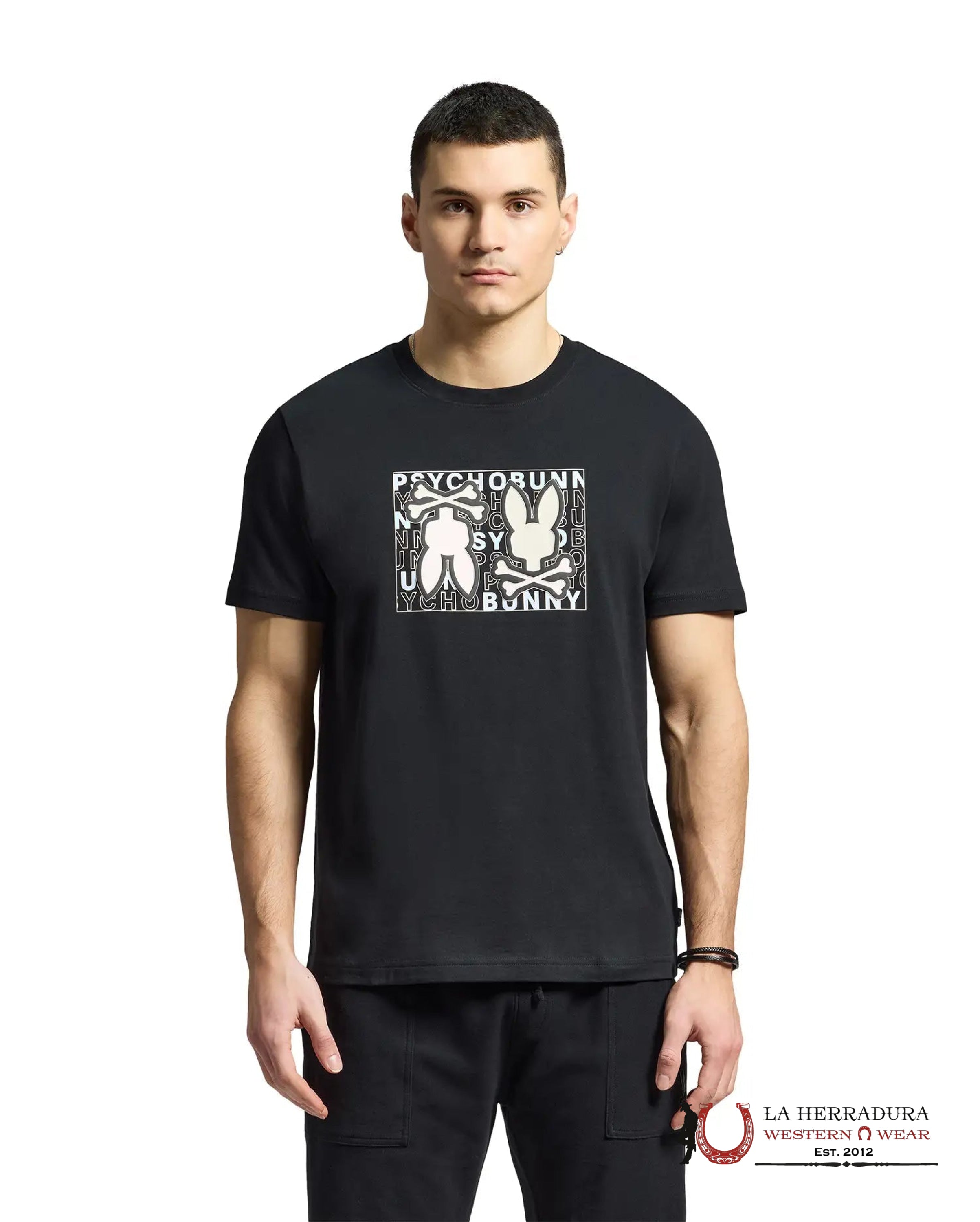 PSYCHO BUNNY GOLD COAST GRAPHIC TEE BLACK SHIRT ROPA HOMBRES