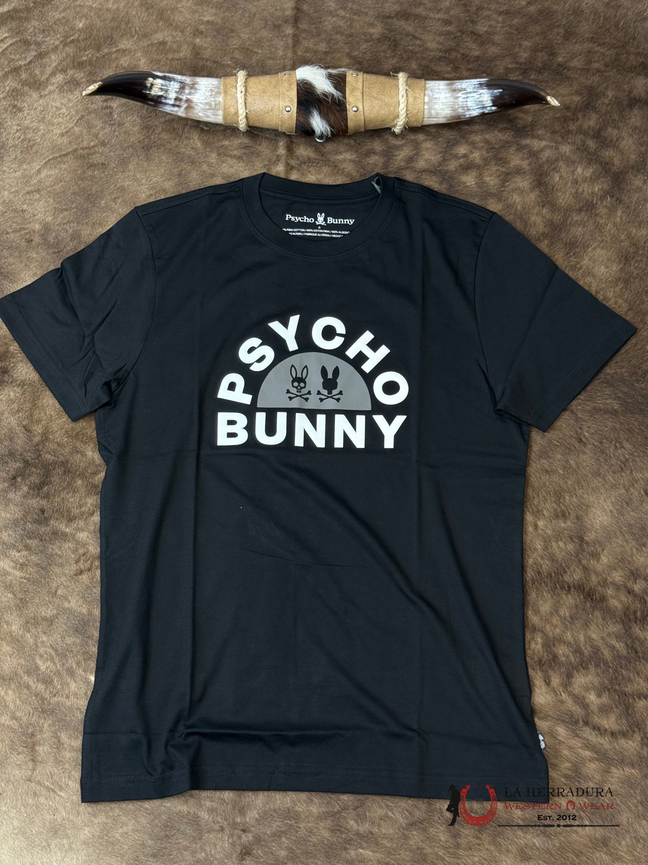 PSYCHO BUNNY Goldie Graphic Tee Balck Short Sleeve ROPA HOMBRES