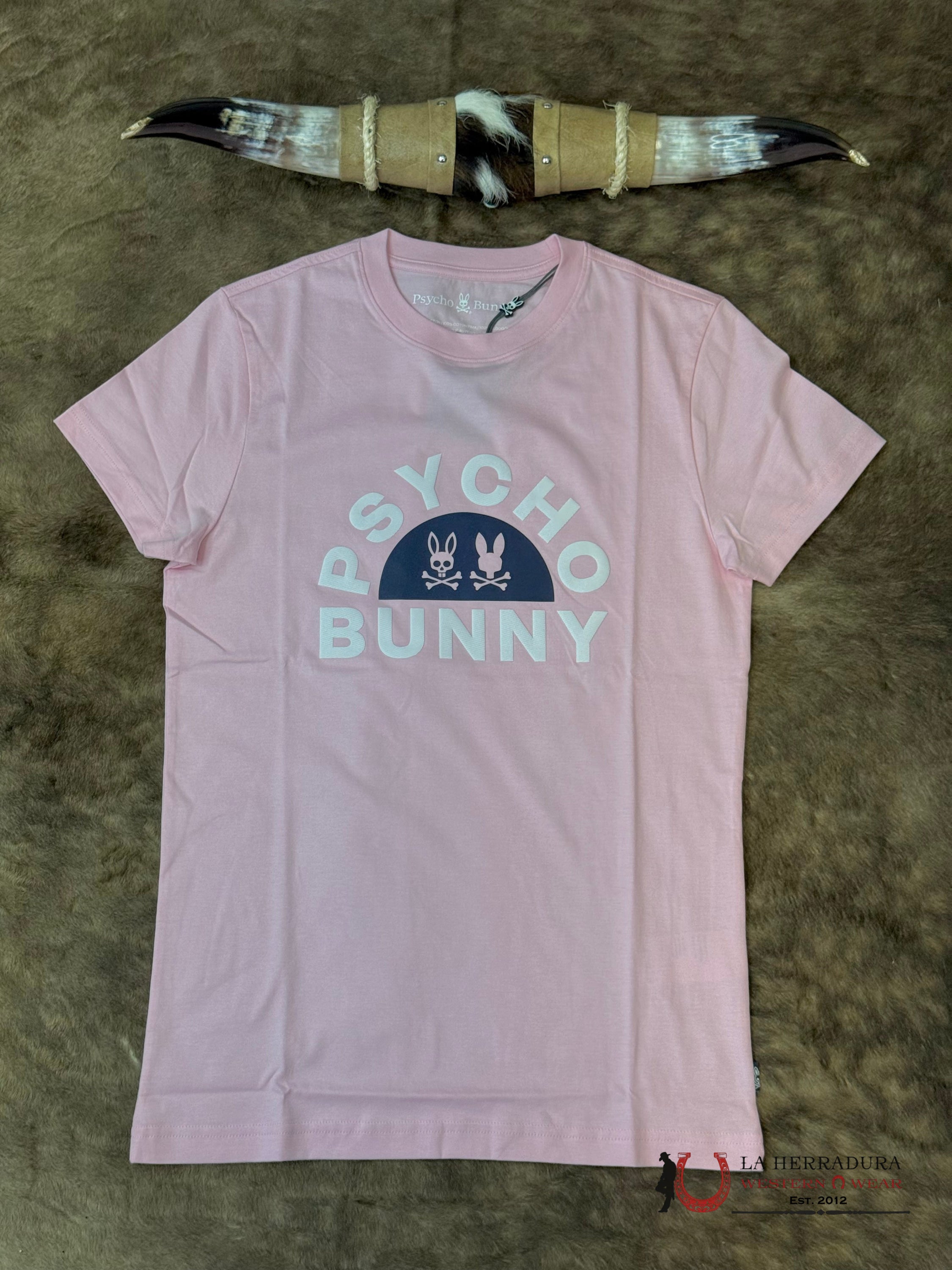 PSYCHO BUNNY Goldie Graphic Tee Romance Rose Pink Shirt ROPA HOMBRES