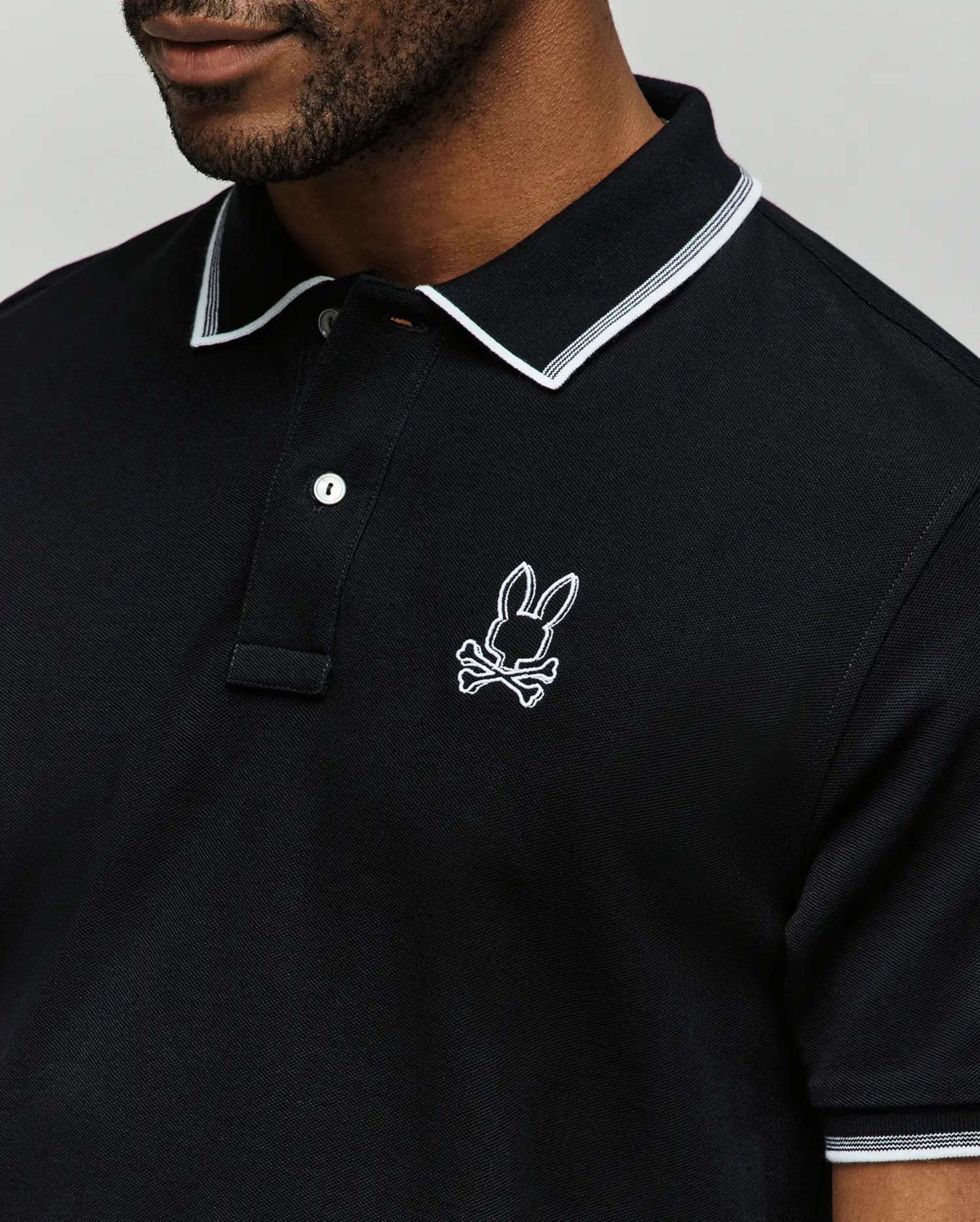 PSYCHO BUNNY JUDE PIQUE POLO Black ROPA HOMBRES