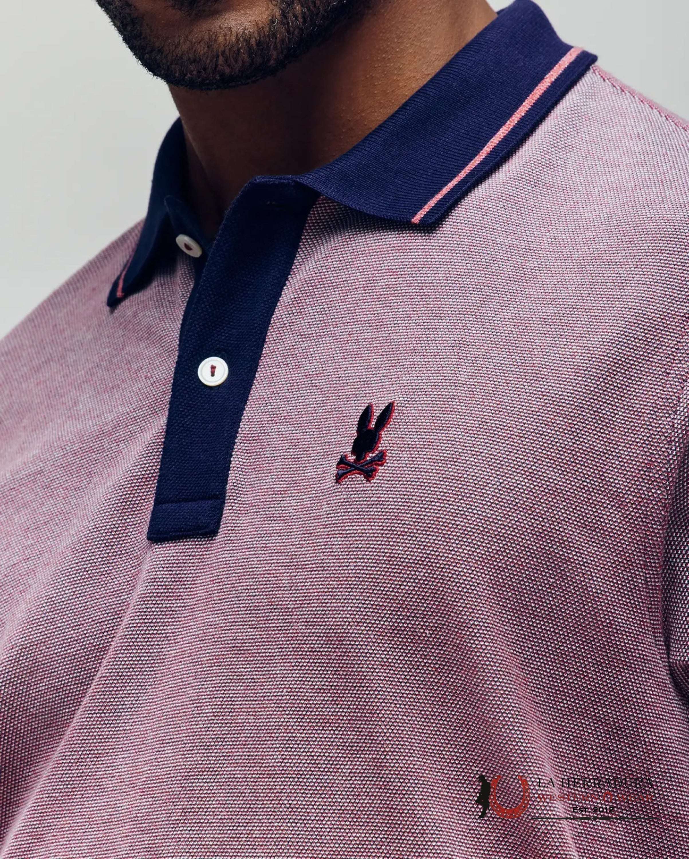 Psycho Bunny Mens Quinton Texture Pique Polo Red ROPA HOMBRES