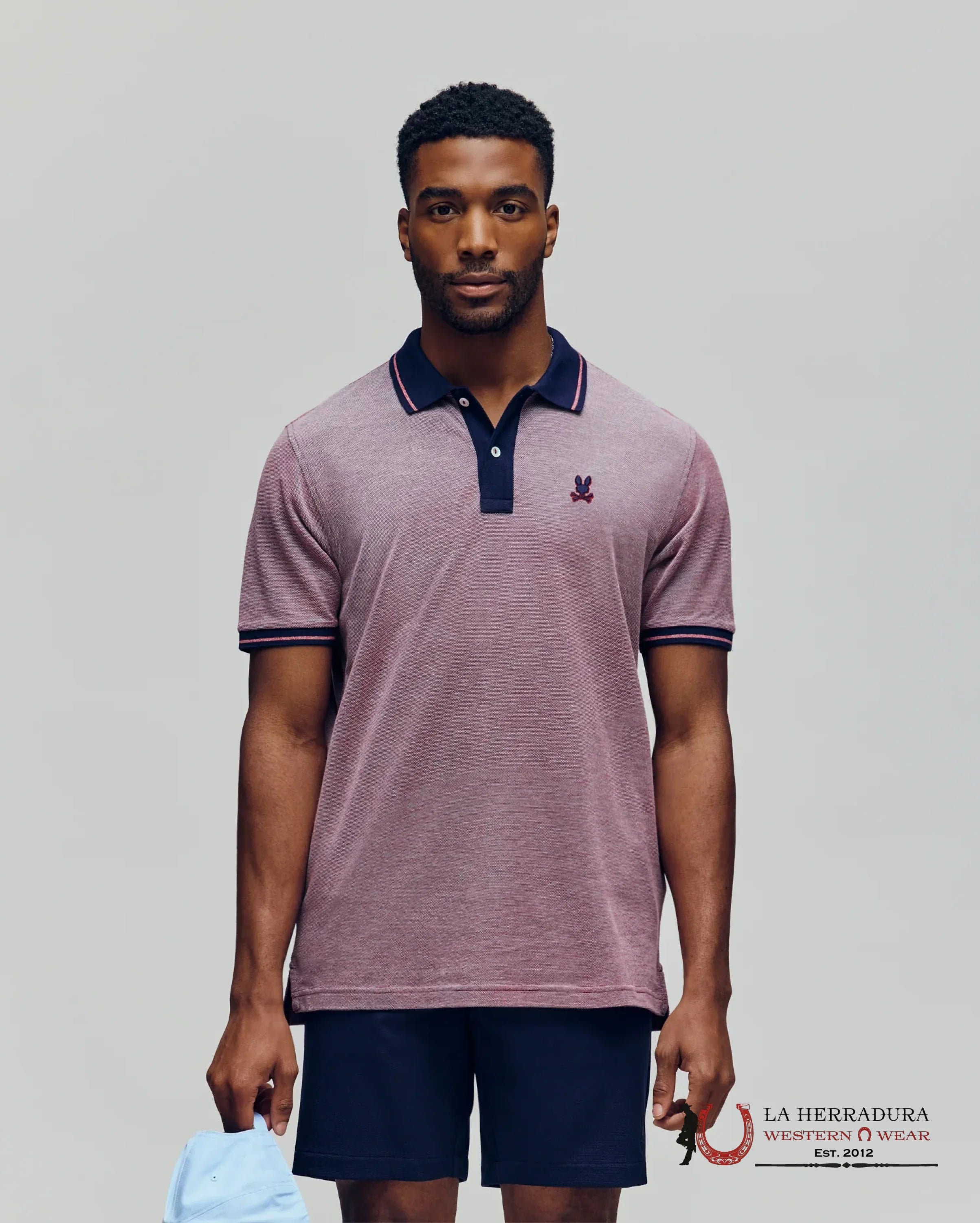 Psycho Bunny Mens Quinton Texture Pique Polo Red ROPA HOMBRES