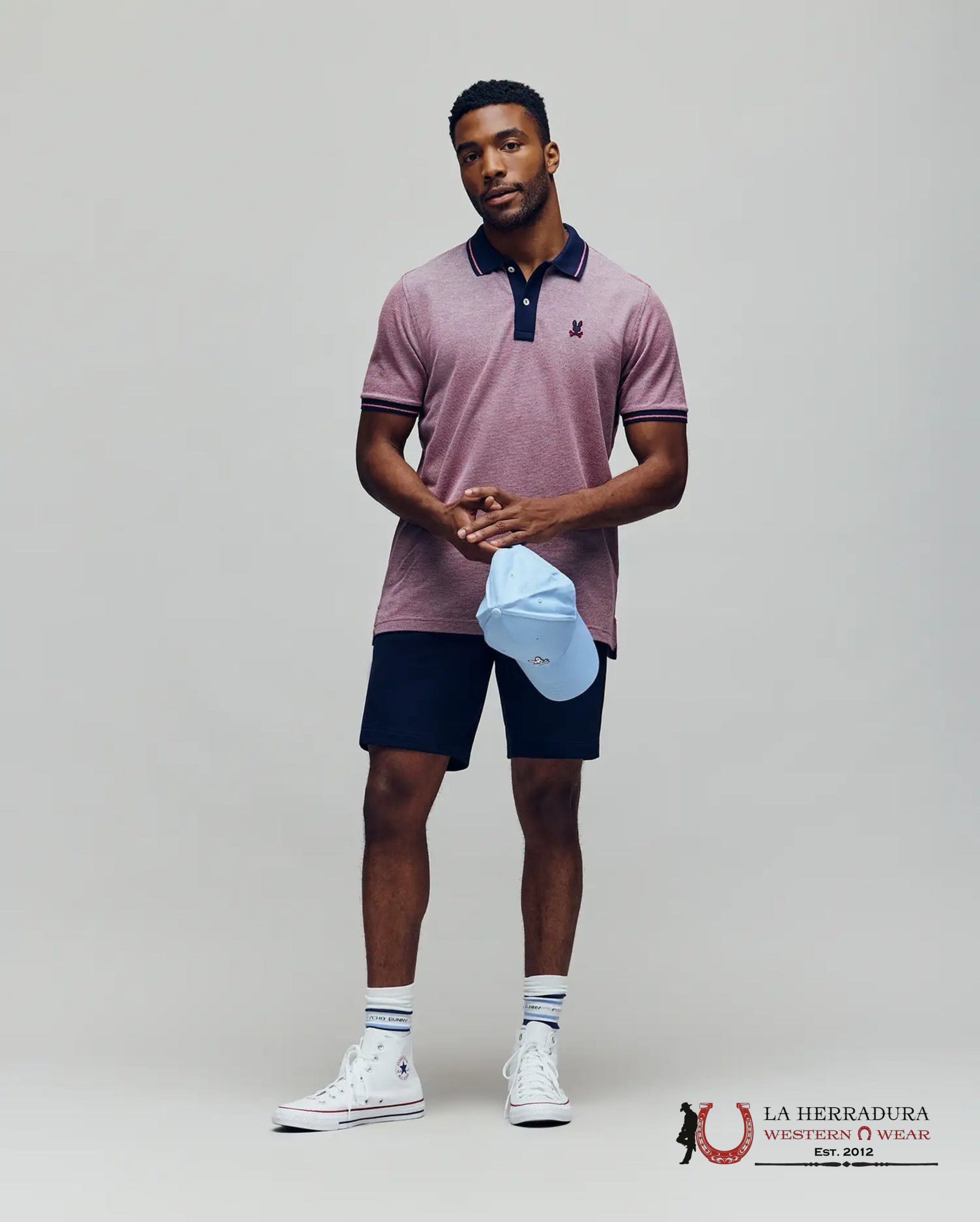 Psycho Bunny Mens Quinton Texture Pique Polo Red ROPA HOMBRES