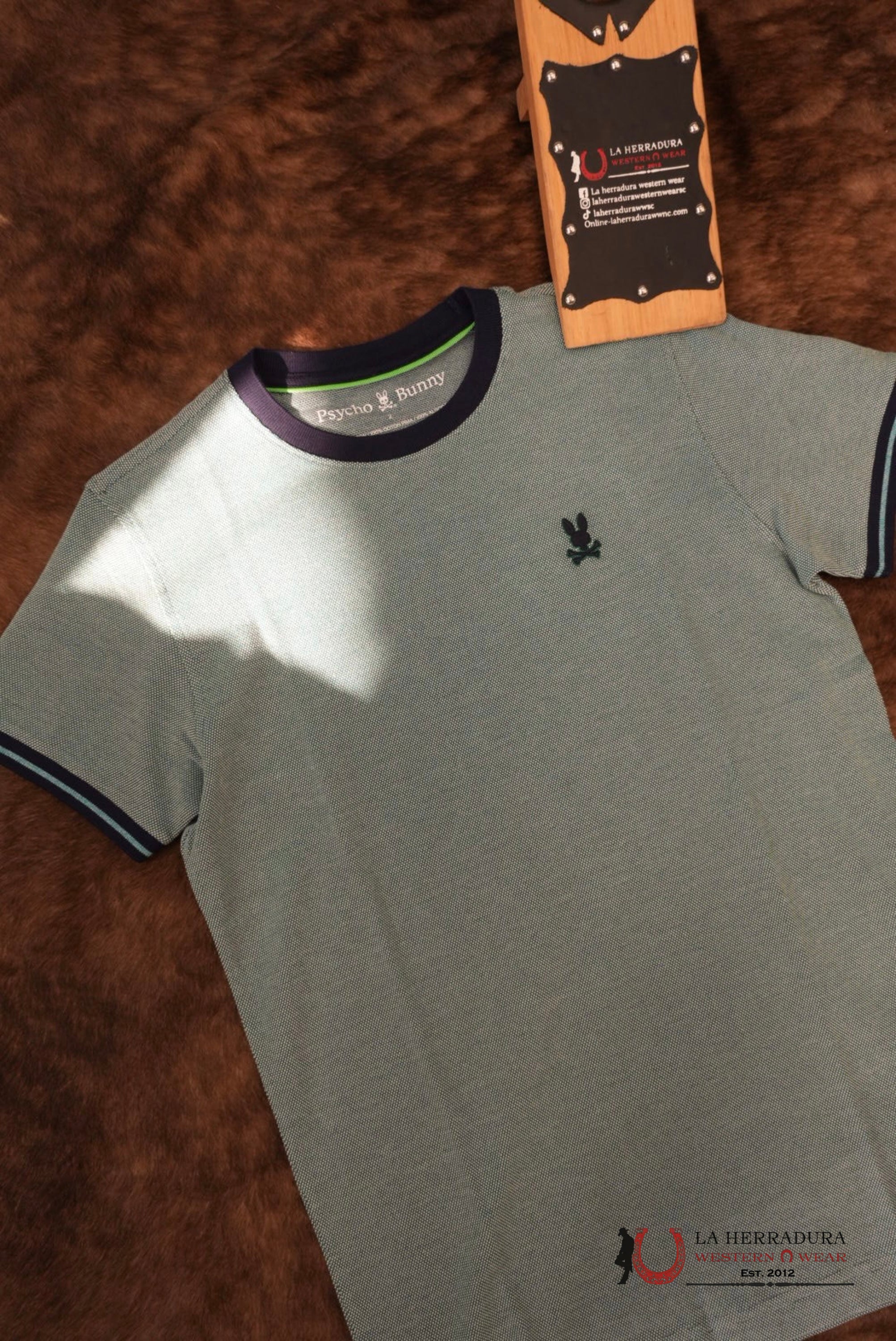 Psycho Bunny Men’s Quinton Textures Pique Tee Green Combo ROPA HOMBRES