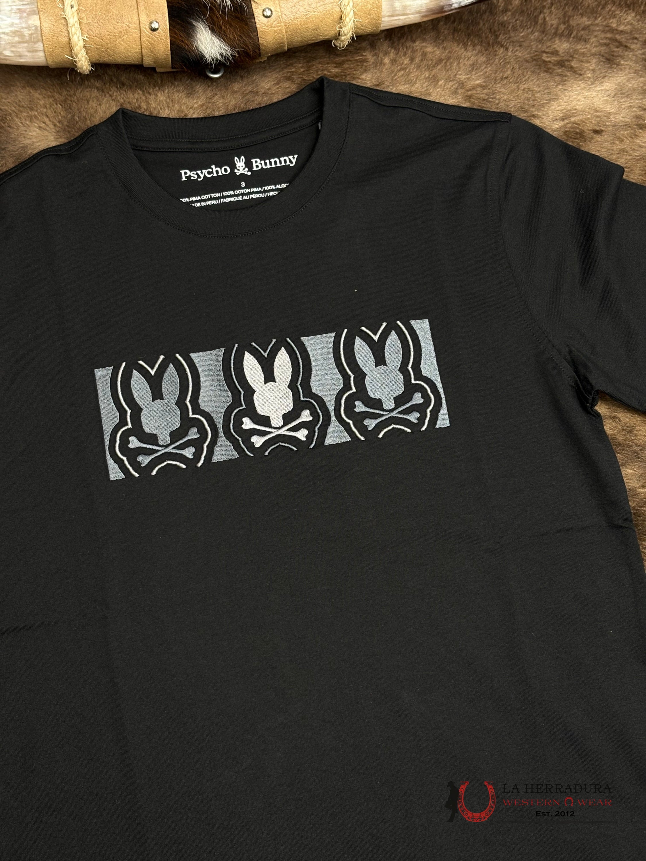 PSYCHO BUNNY ROB GRAPHIC TEE BLACK SHIRT ROPA HOMBRES