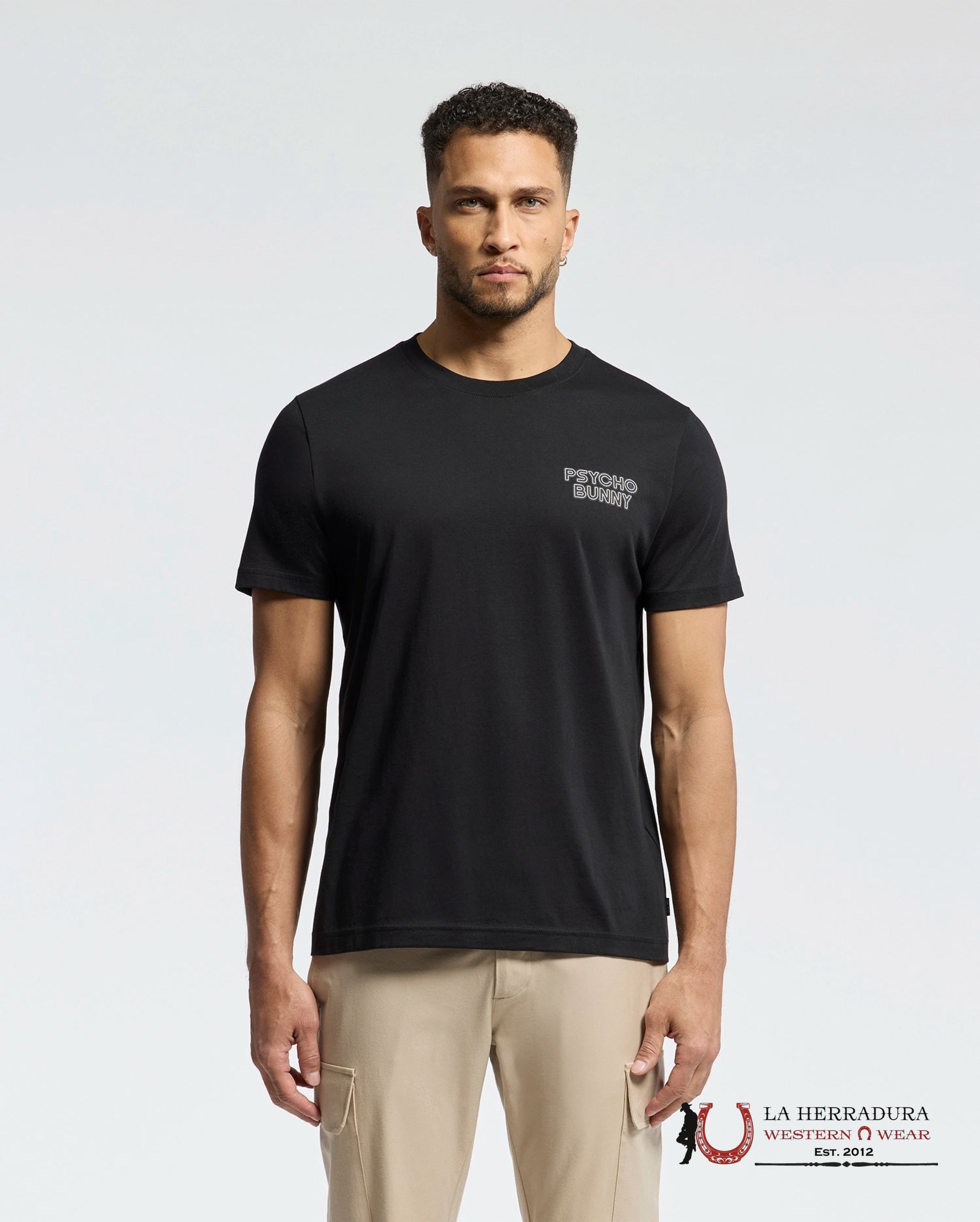 PSYCHO BUNNY SYDNEY BACK GRAPHIC TEE BLACK SHIRT ROPA HOMBRES