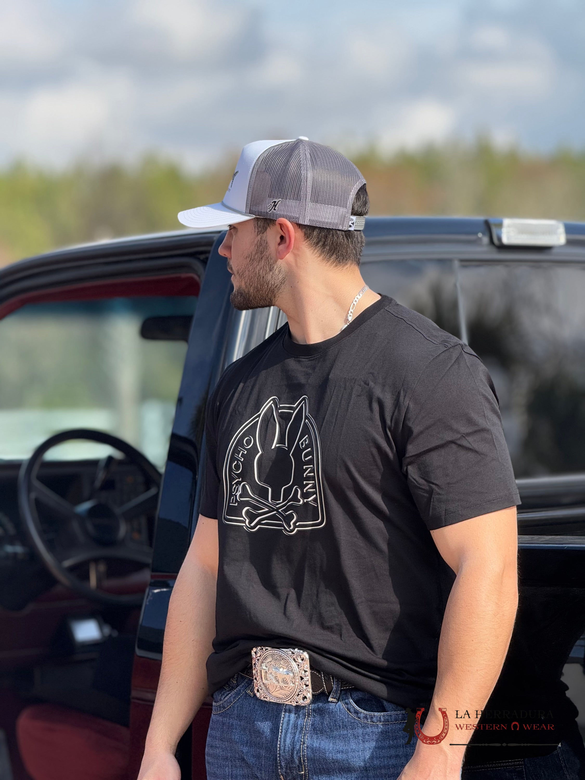 PSYCO BUNNY Melbourne Graphic Tee Black ROPA HOMBRES