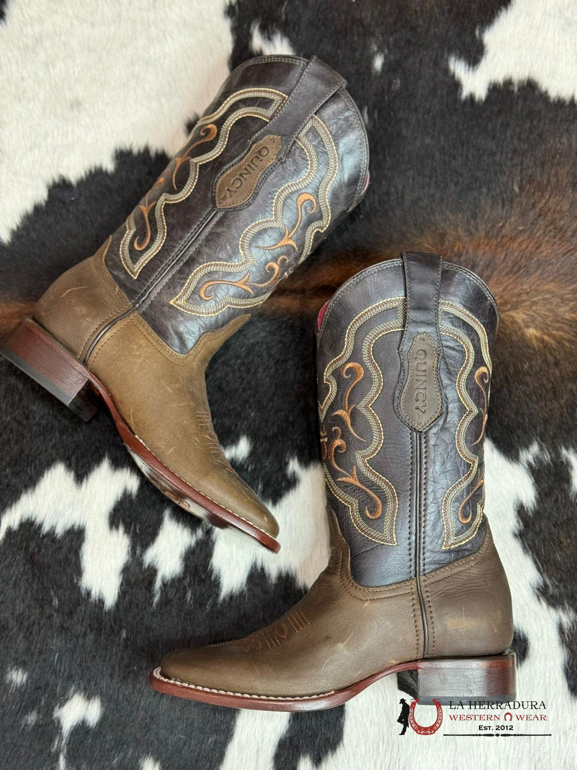 Quincy Light Tobacco Dark Multi Brown Stitched Top Botas Mujeres