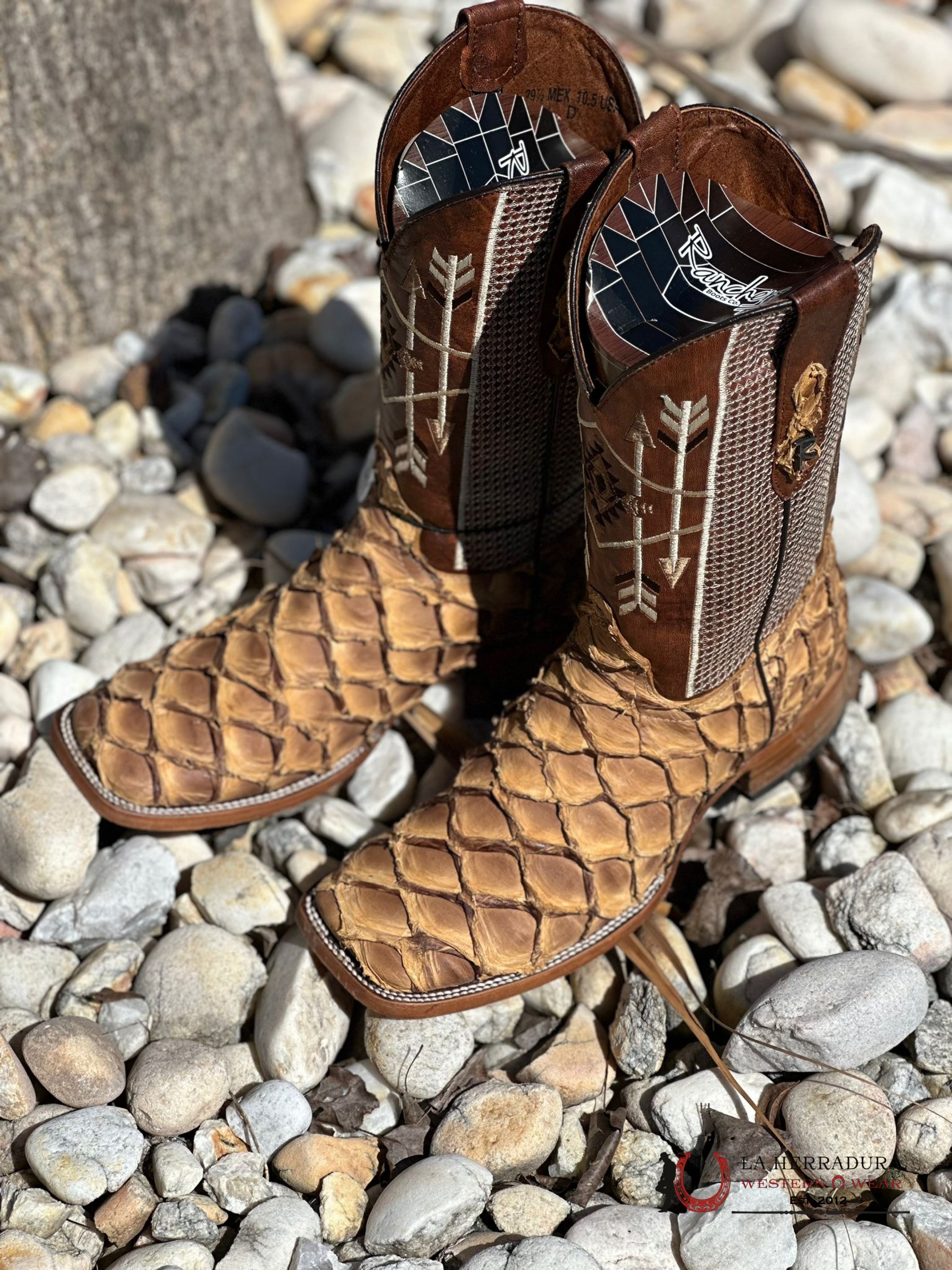 Ranchers Bigbass Caramel Shine Bicolor Tigua Botas Hombres