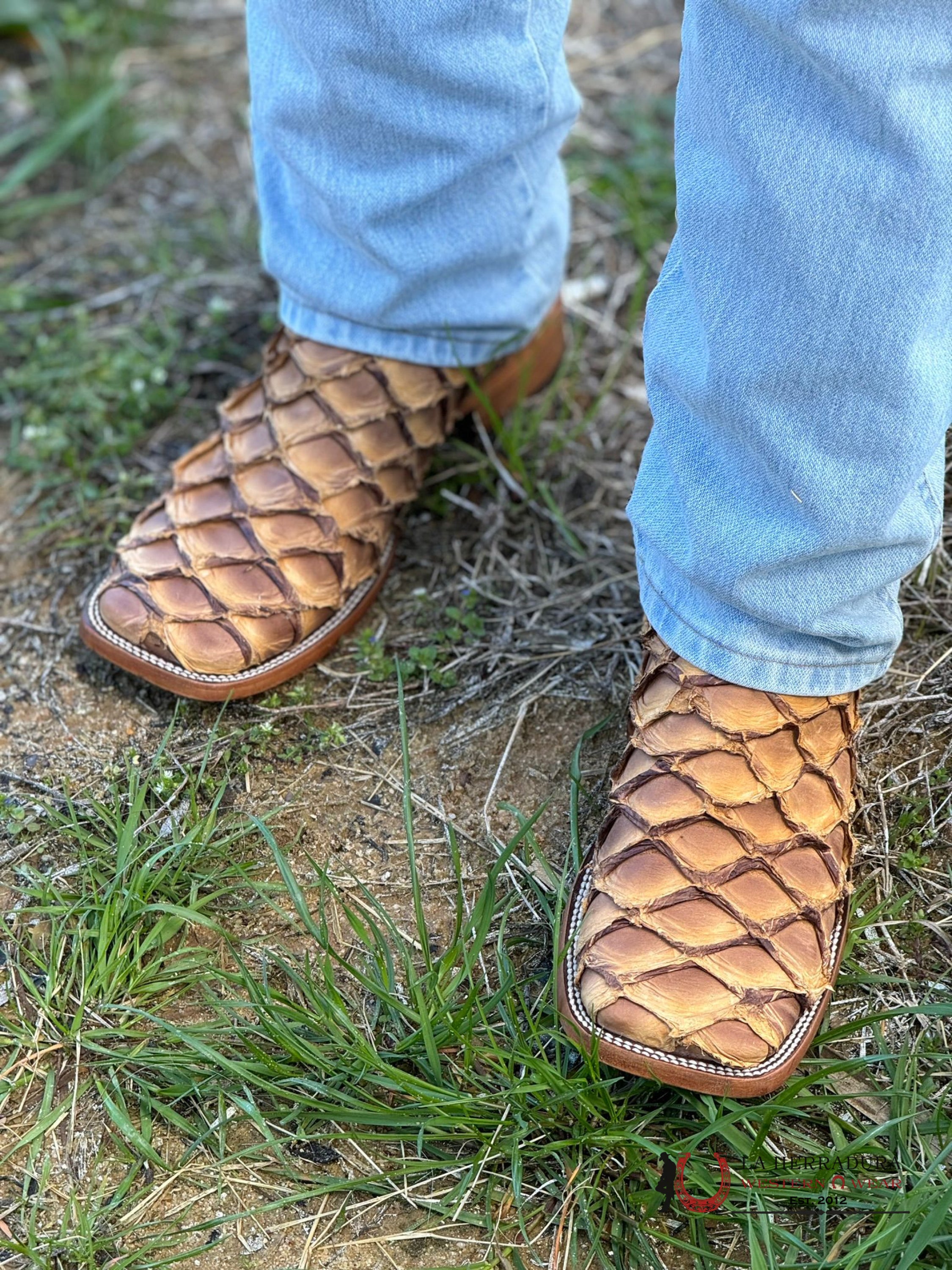 Ranchers Bigbass Caramel Shine Bicolor Tigua Botas Hombres