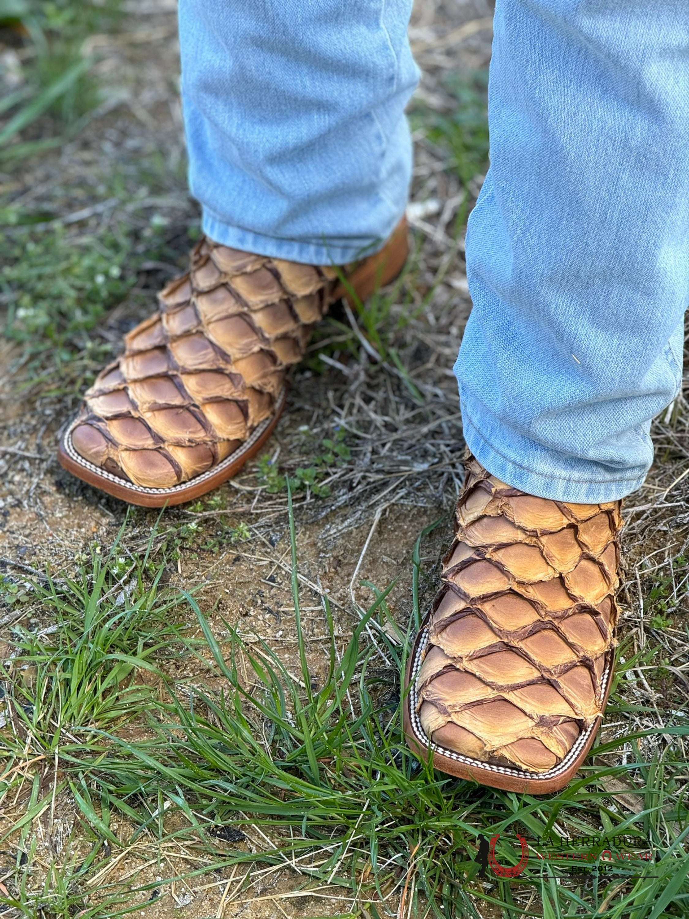 Ranchers Bigbass Caramel Shine Bicolor Tigua Botas Hombres