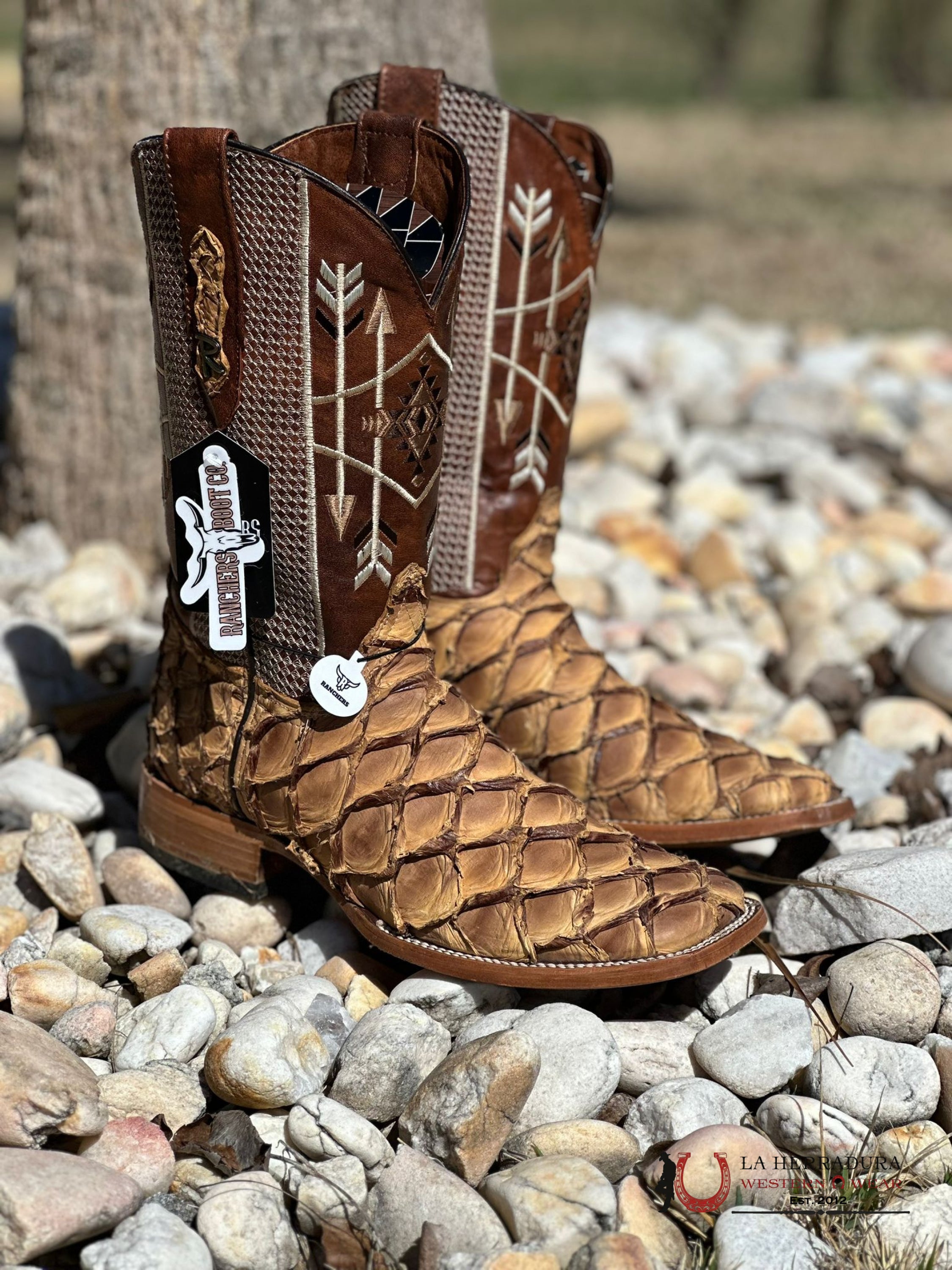 Ranchers Bigbass Caramel Shine Bicolor Tigua Botas Hombres