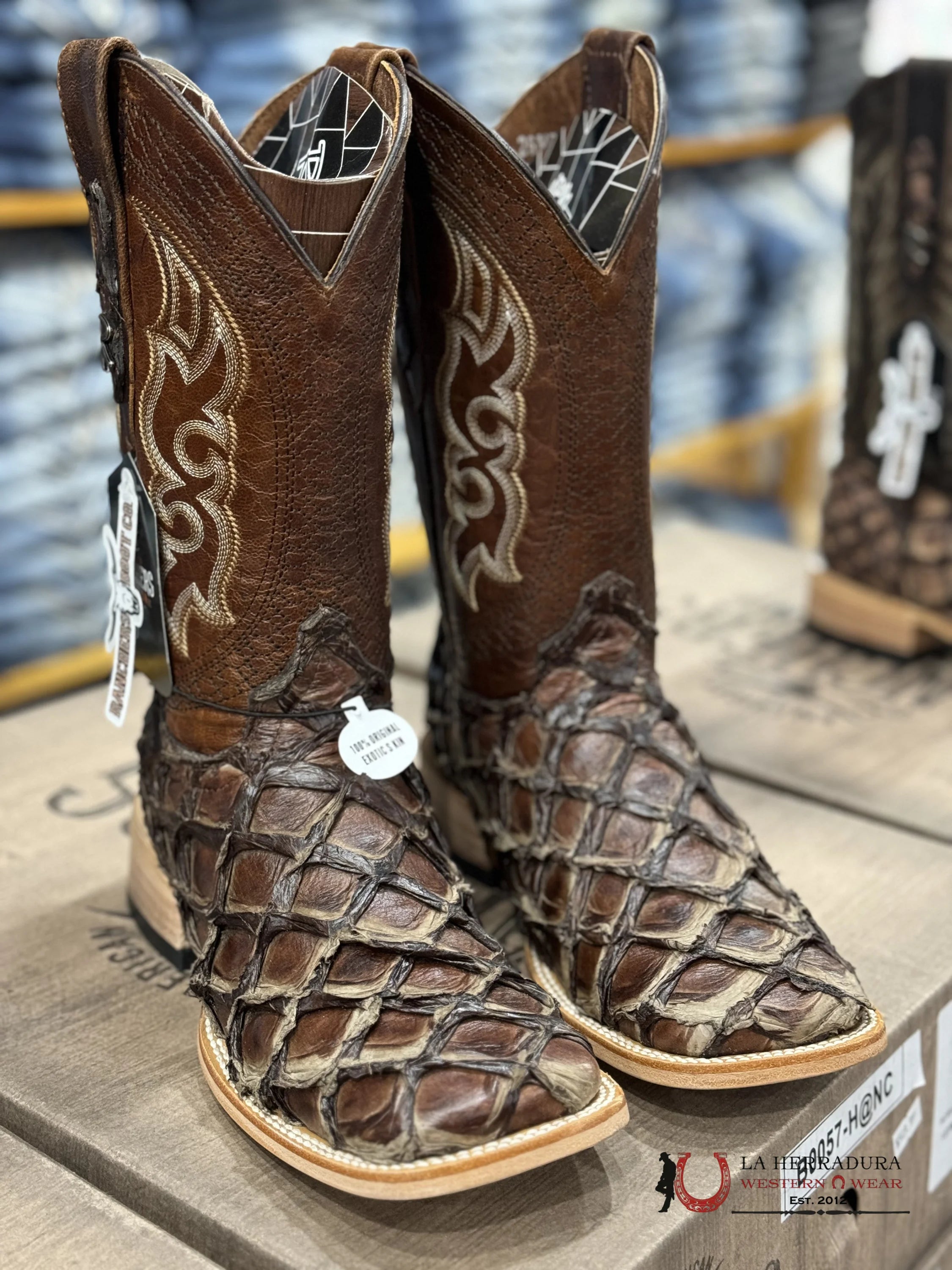 Ranchers Bigbass Cafe Brillo Telaraña Botas Hombres