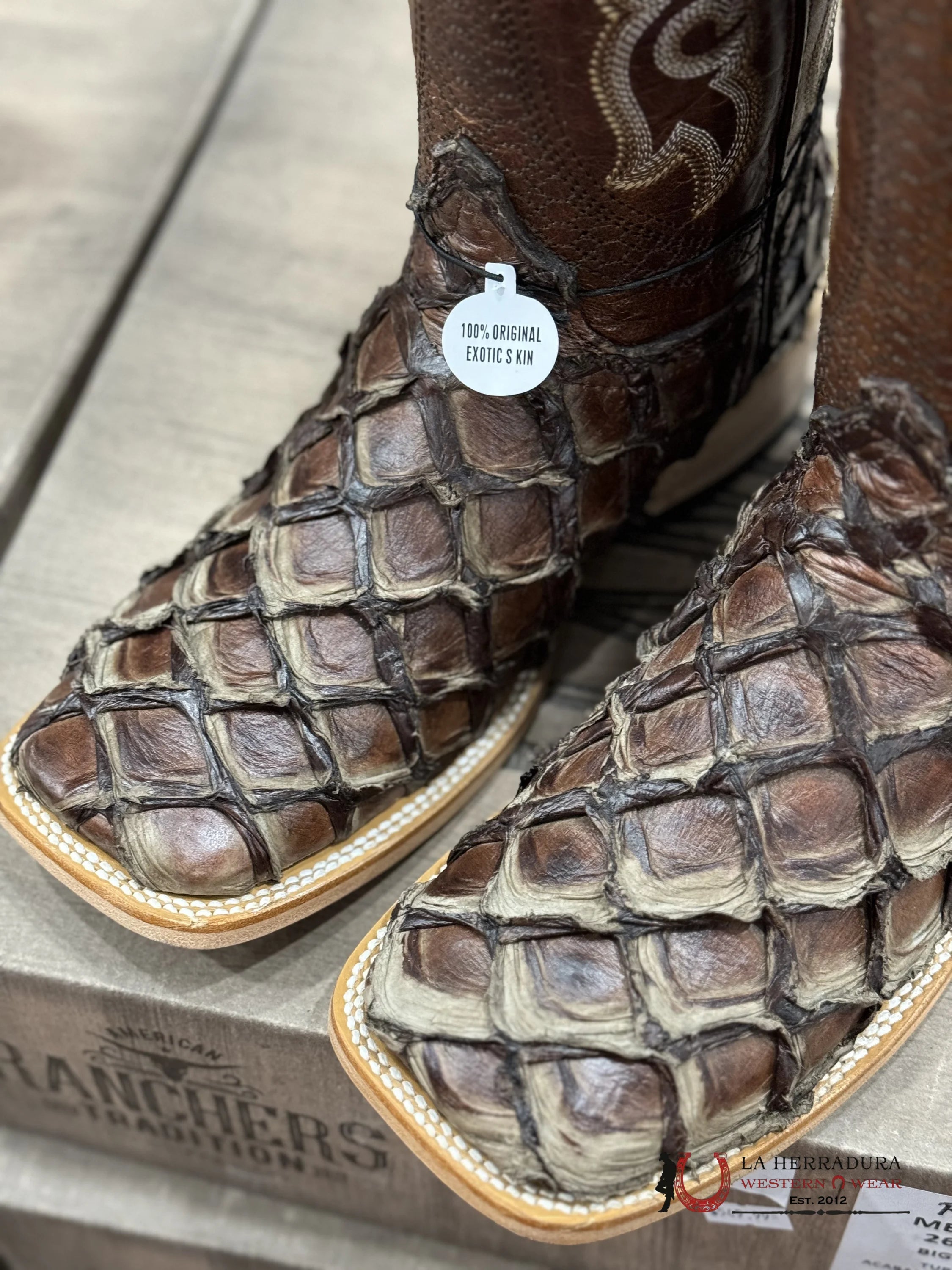 Ranchers Bigbass Cafe Brillo Telaraña Botas Hombres