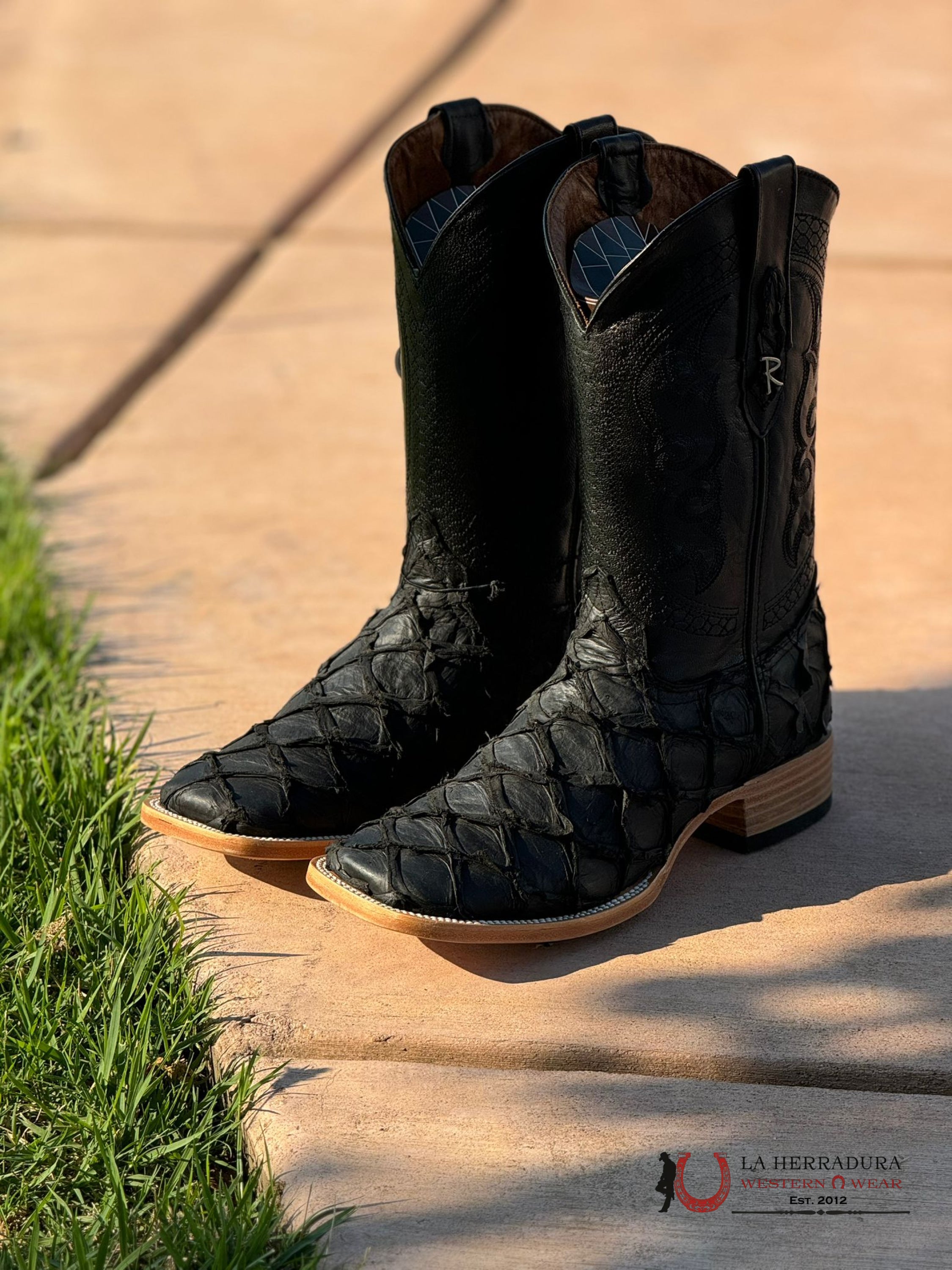 Ranchers Bigbass All Black Matte Telaraña Square Toe Boot Botas Hombres