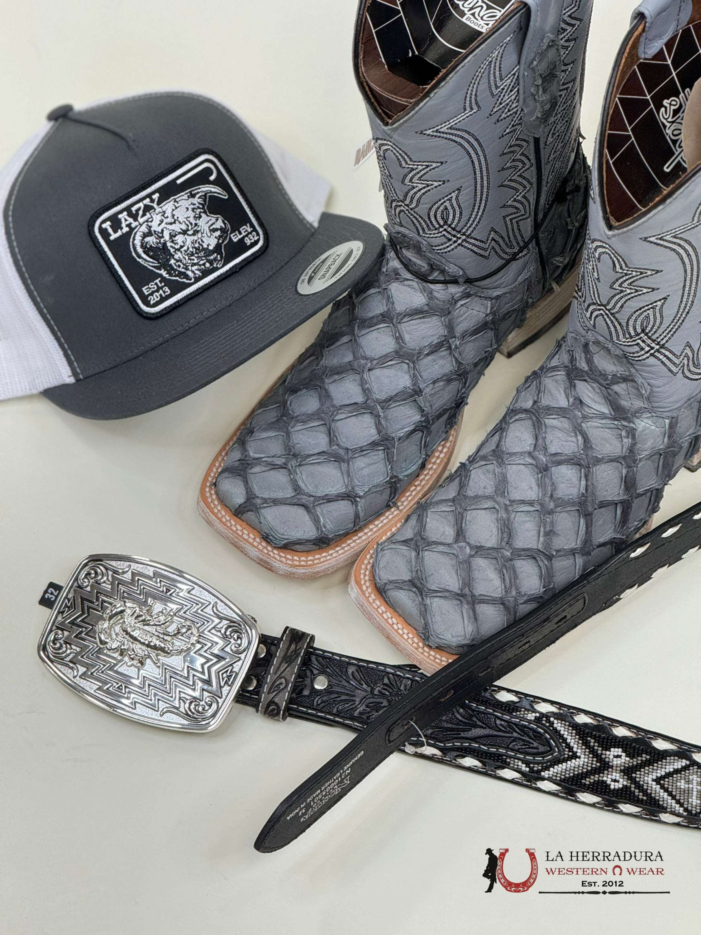 Ranchers Bigbass Fish Grey Matte Claro Tulipan Botas Hombres