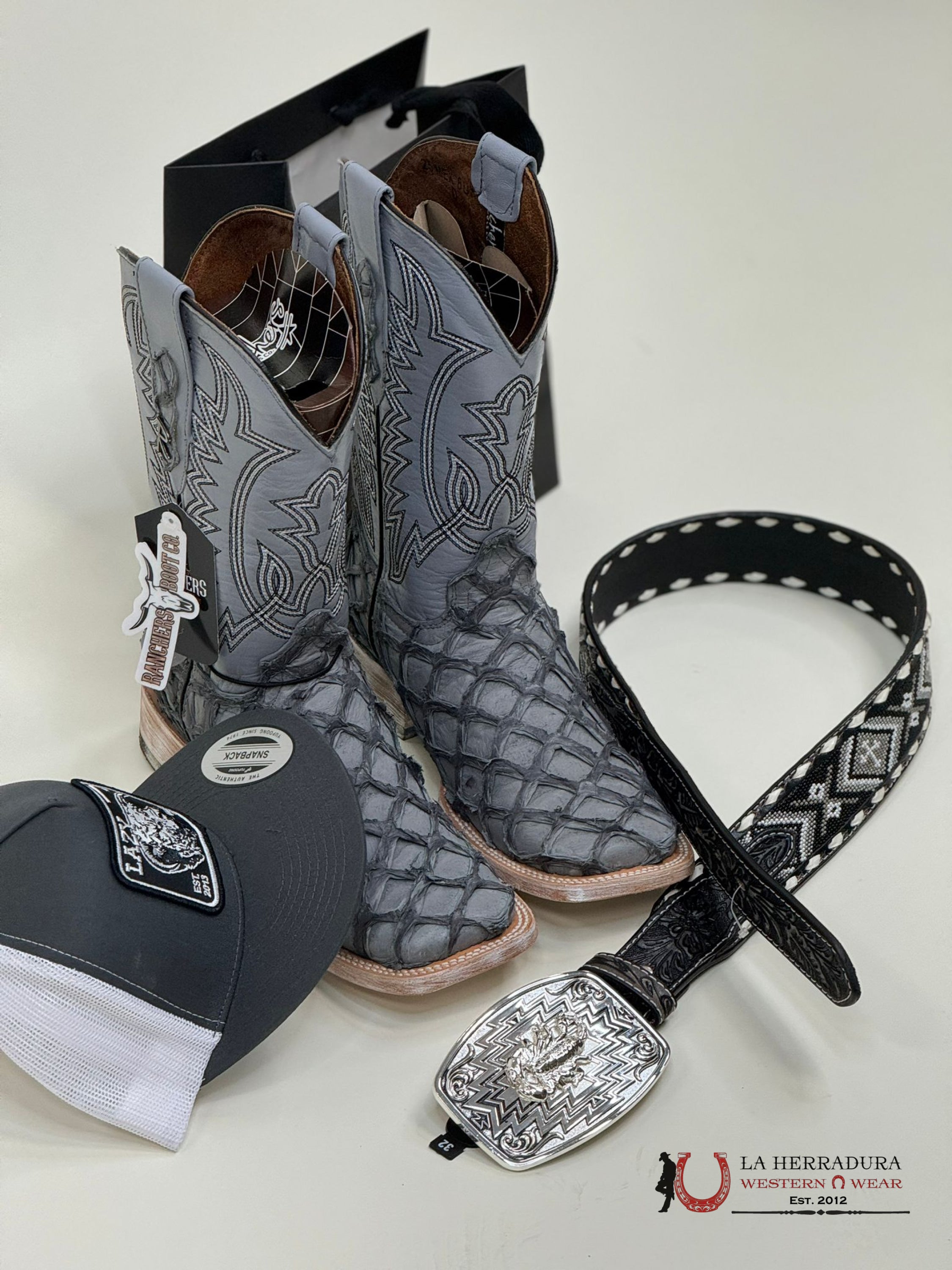 Ranchers Bigbass Fish Grey Matte Claro Tulipan Botas Hombres