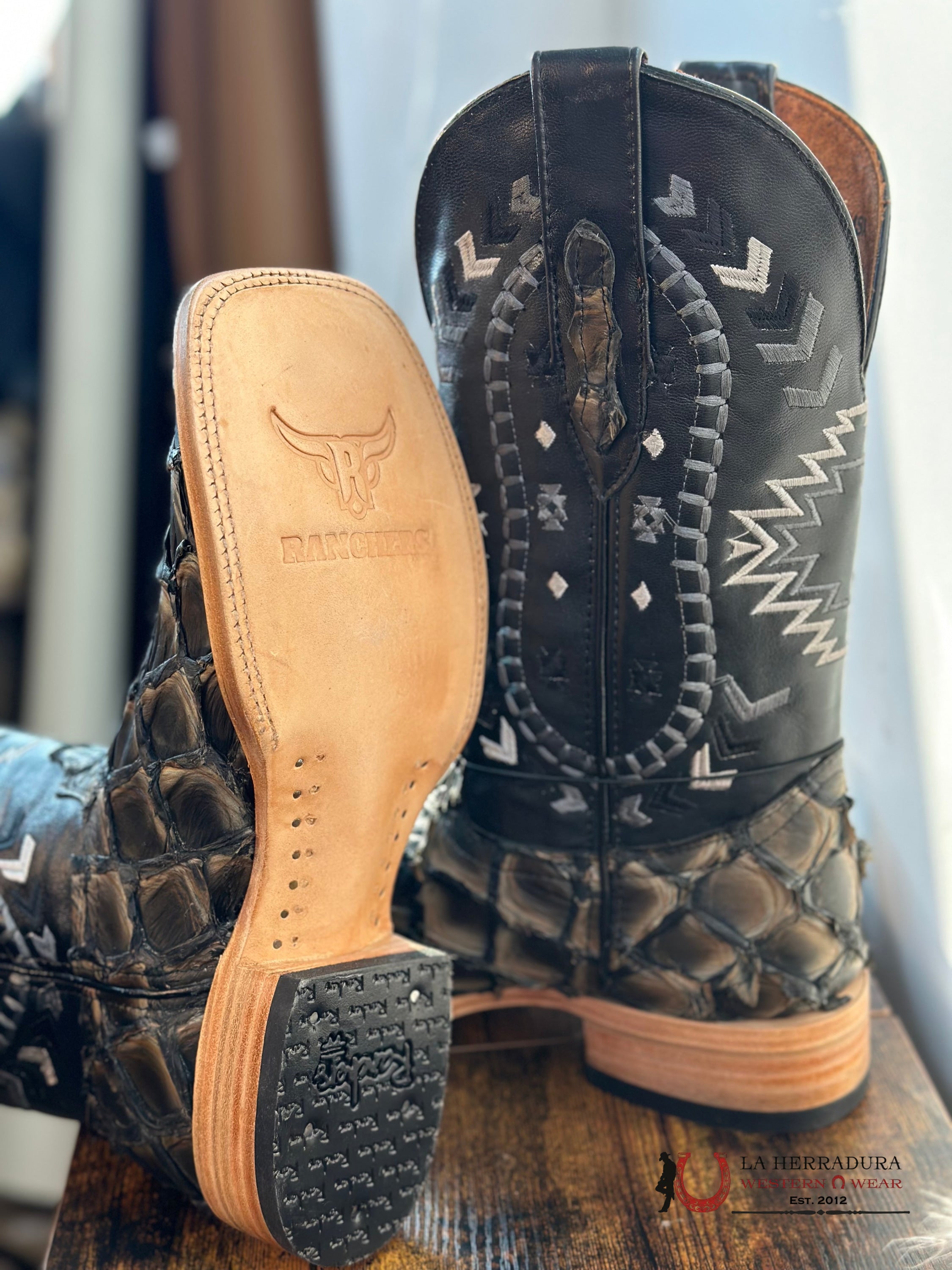 Ranchers Bigbass Saddle Black Rise Nat Cherokee Boot Botas Hombres